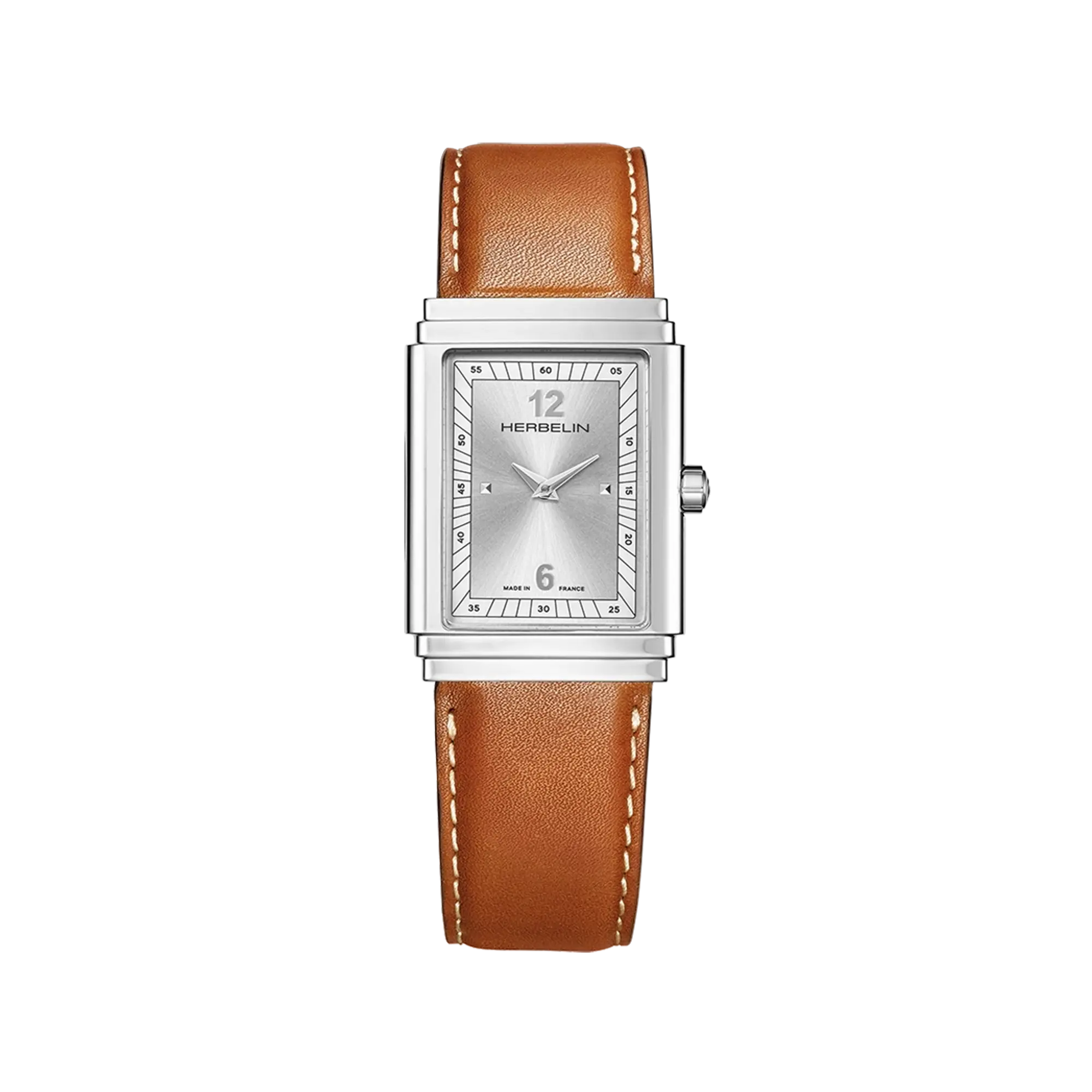herbelin-art-d-co-1925-s-quartz-montre-homme-acier-cuir image 1