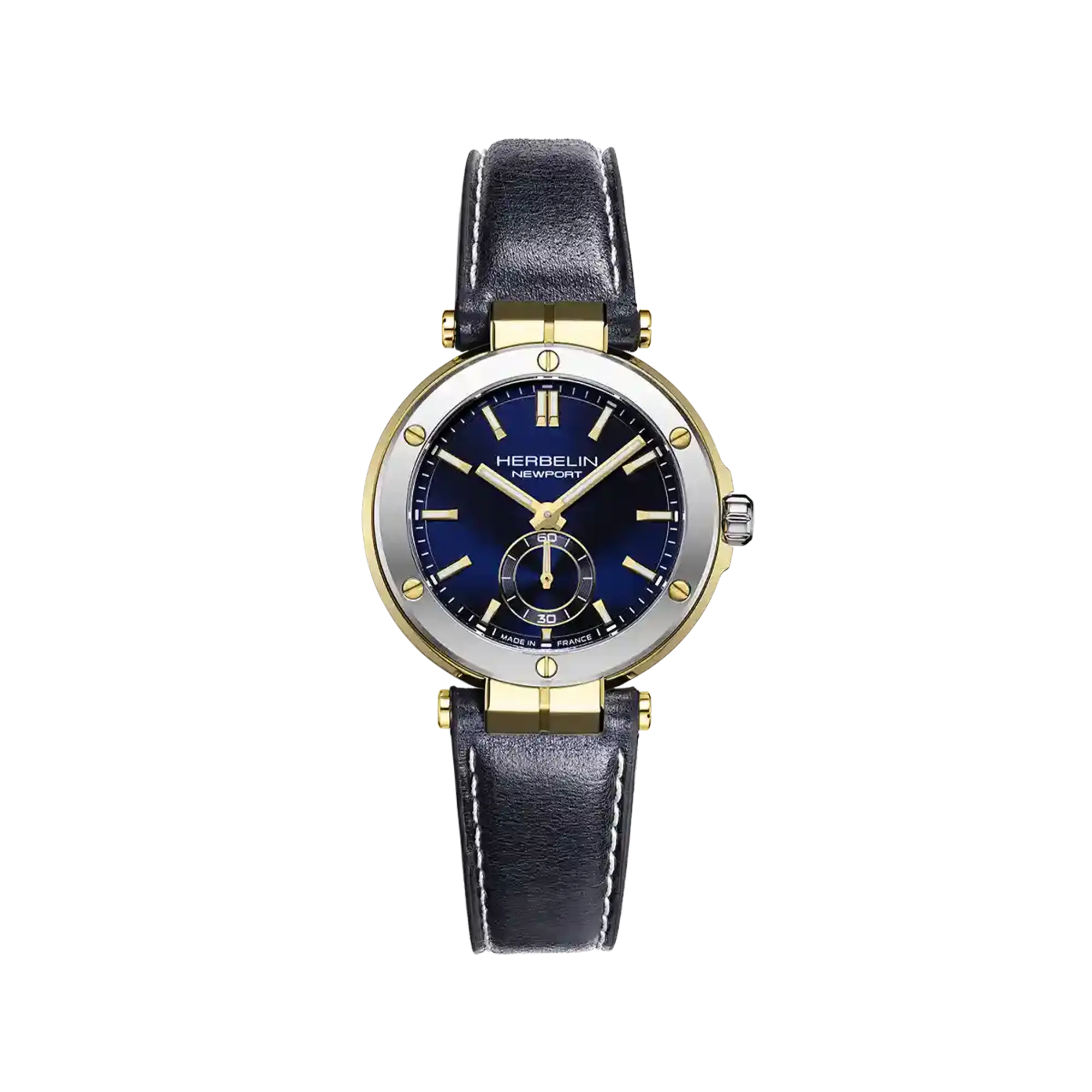 herbelin-newport-quartz-acier-35-mm-montre-femme-cadran-bleu-pvd-or-bracelet-cui image 1