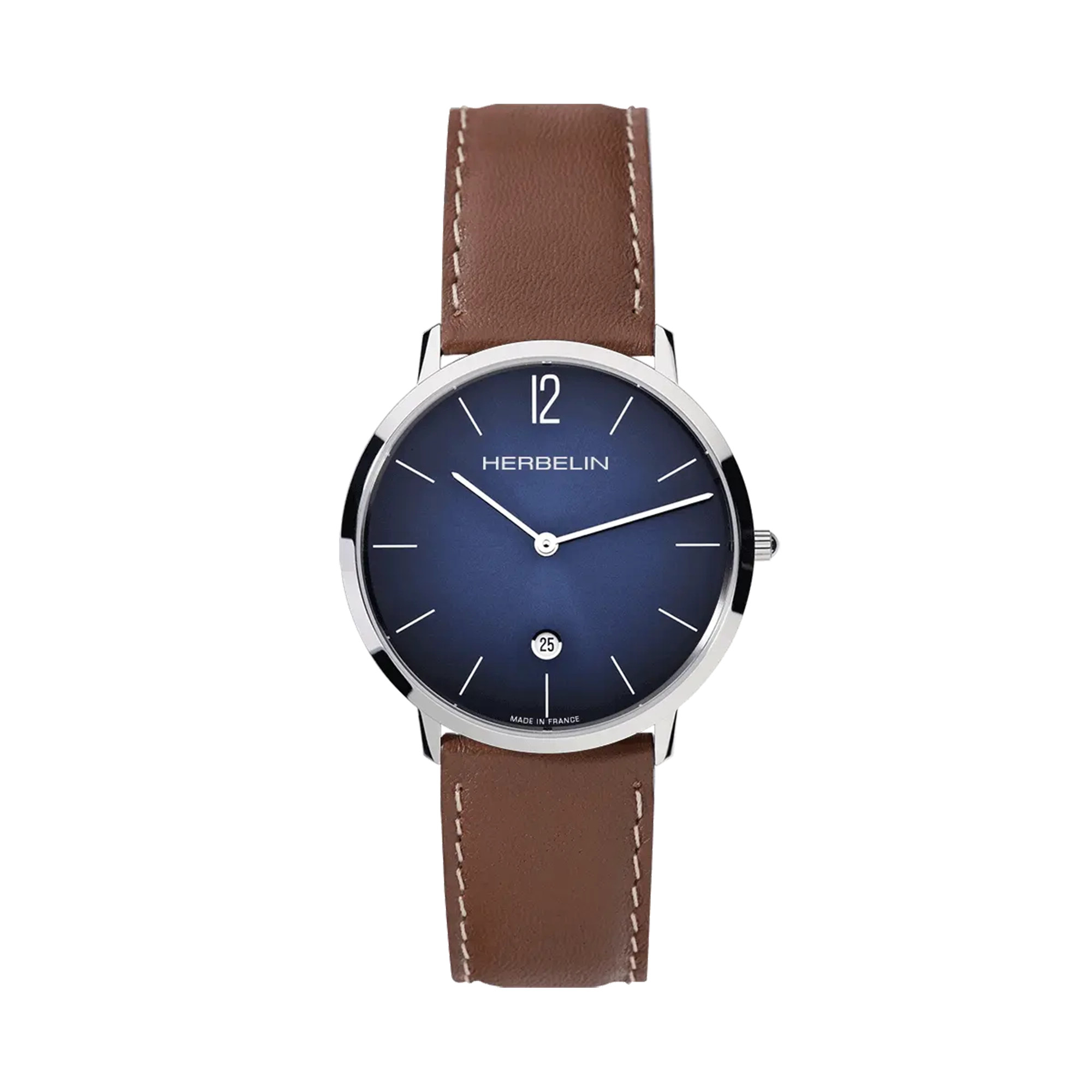 herbelin-city-quartz-montre-homme-bleu-cuir-brun-acier-316l image 1