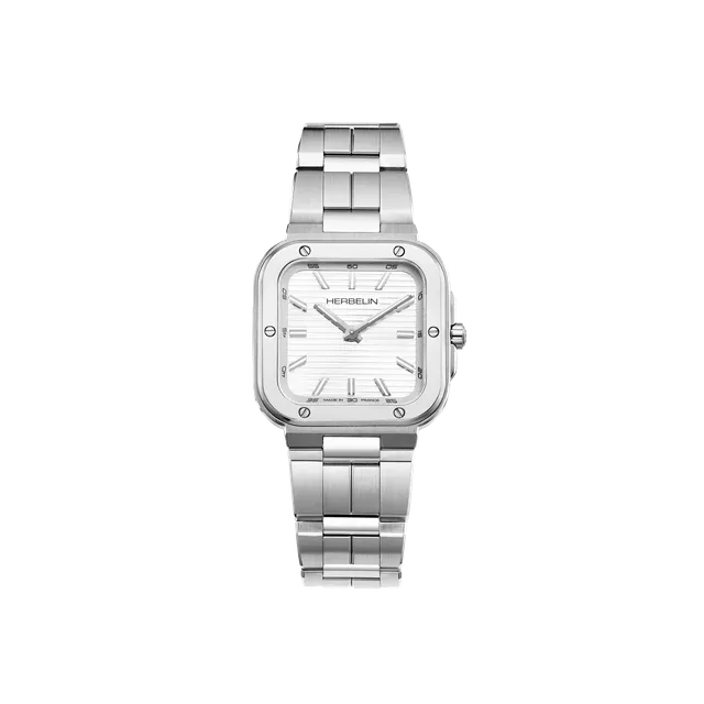 herbelin-cap-camarat-square-dame-quartz-blanc-acier image 1