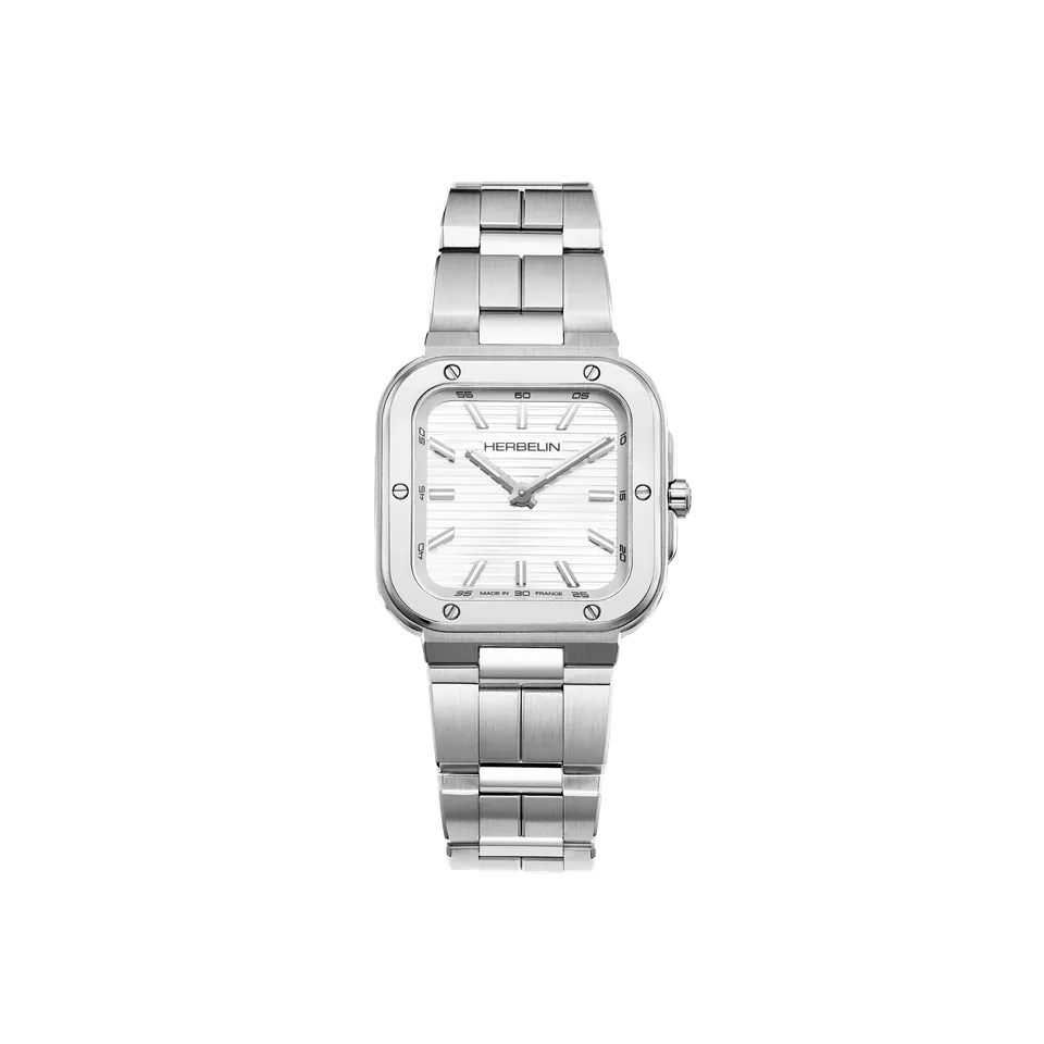 herbelin-cap-camarat-square-dame-quartz-blanc-acier image 1