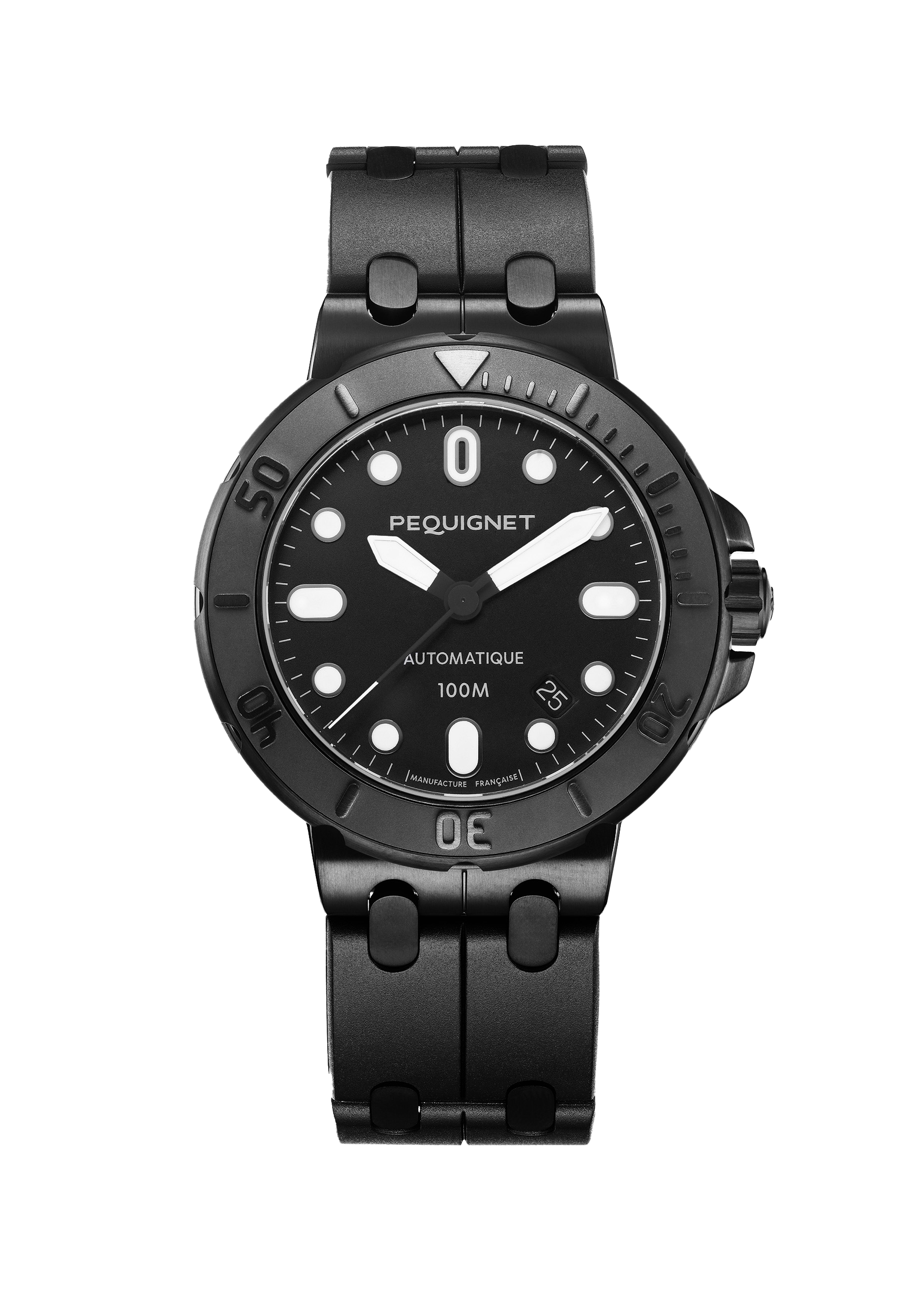 pequignet-moorea-hossegor-montre-automatique-sport-43-mm-cadran-noir-bracelet-ac image 1
