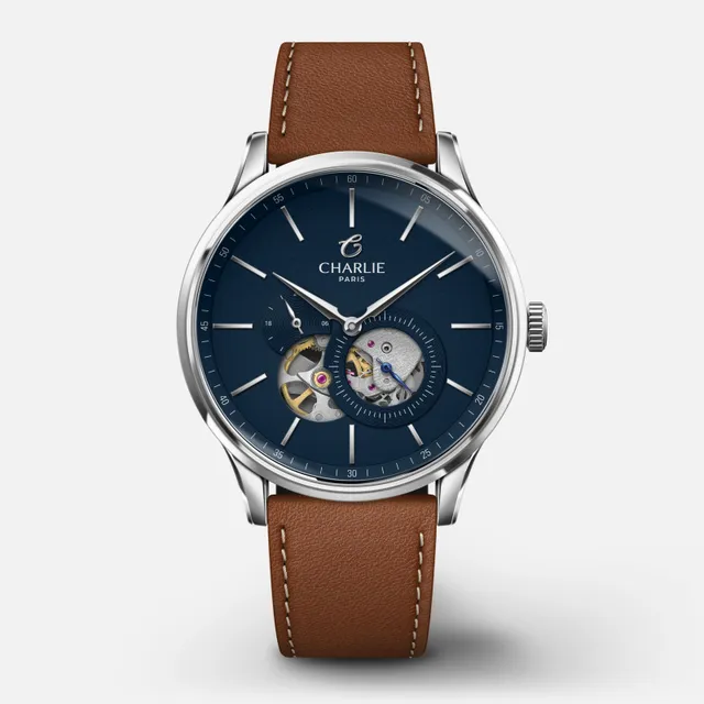 charlie-paris-initial-c-ur-ouvert-montre-automatique-homme-40mm-bleu-2 image 1