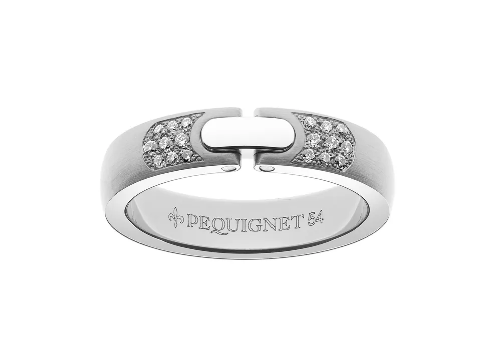pequignet-moorea-bague-acier-or-jaune-diamant image 1