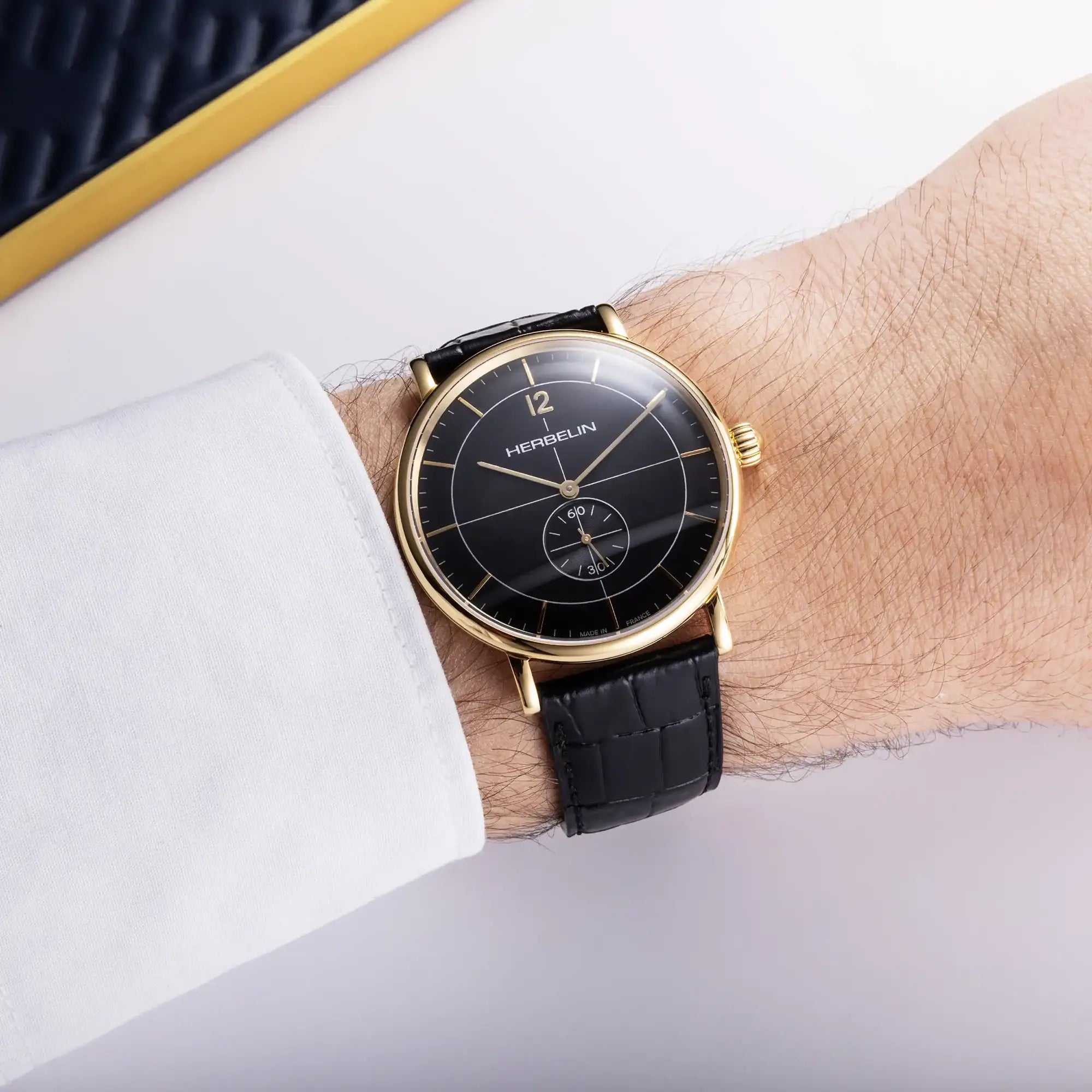 herbelin-inspiration-petite-seconde-cuir-noir-homme-40-mm image 2