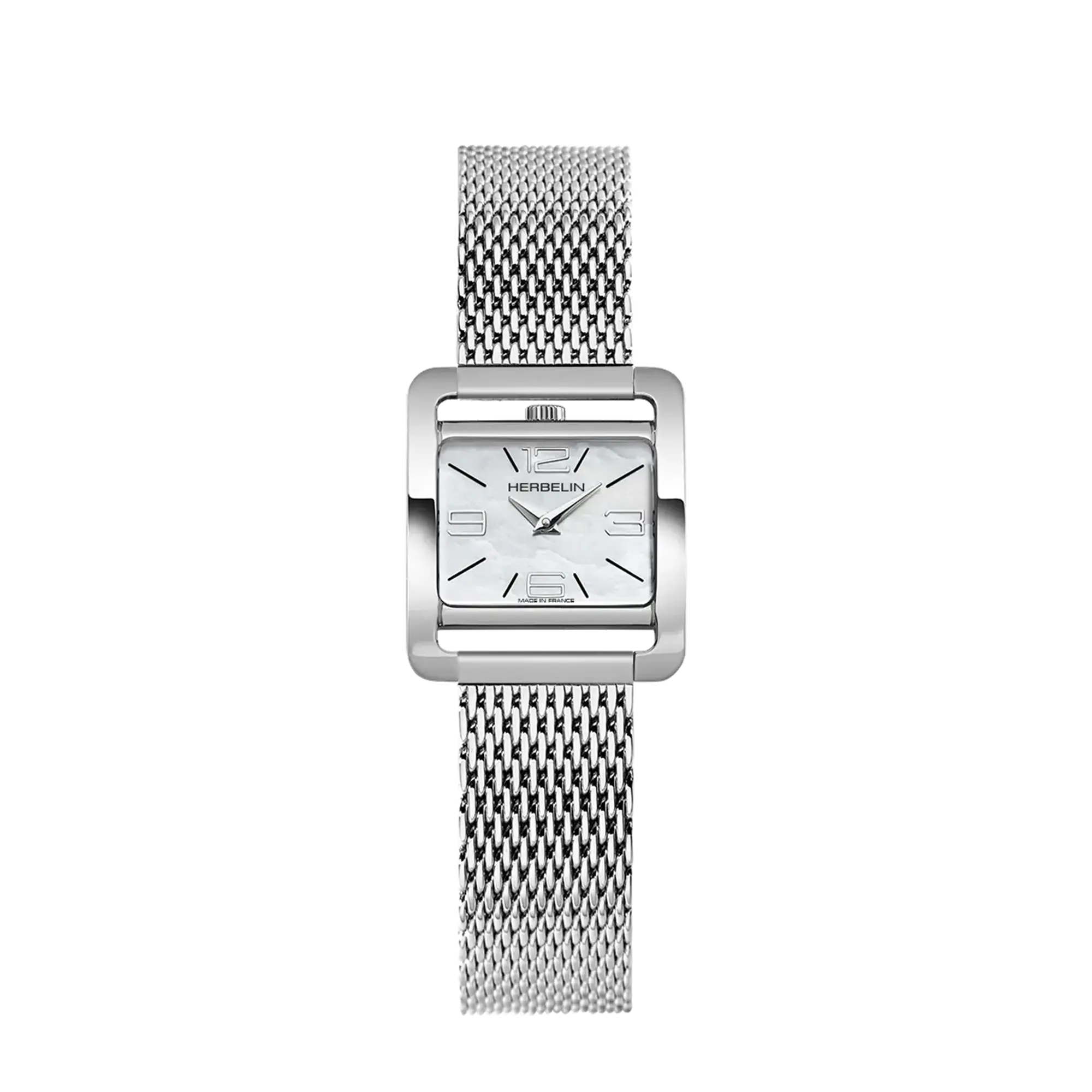 herbelin-5-me-avenue-quartz-montre-femme-nacre-maille-milanaise-acier image 1