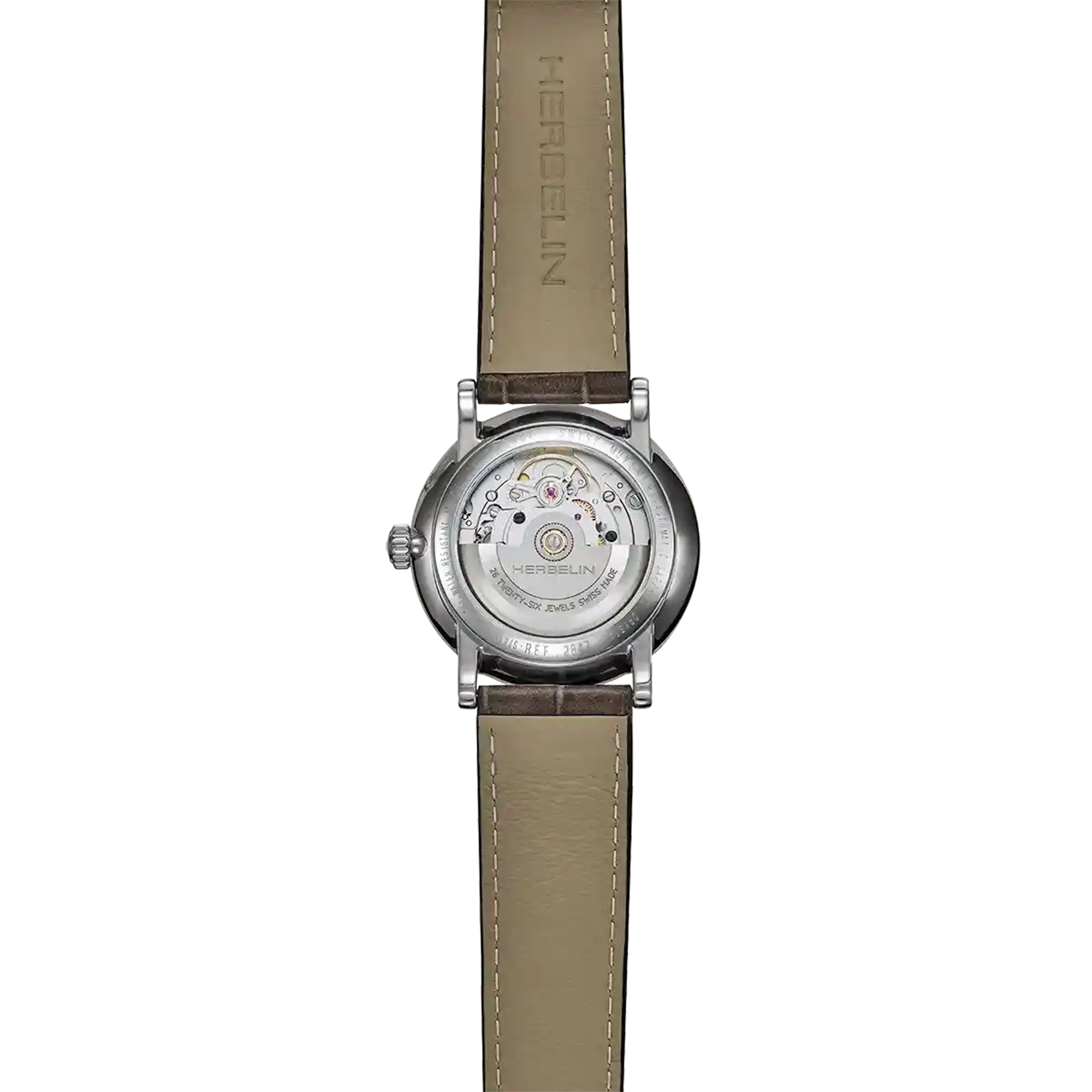 herbelin-inspiration-automatique-phase-de-lune-acier-cuir-gris-38mm image 4