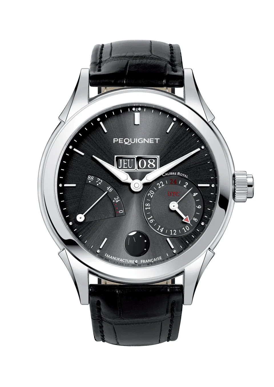 pequignet-royale-gmt-montre-double-fuseau-utc-cadran-anthracite image 1