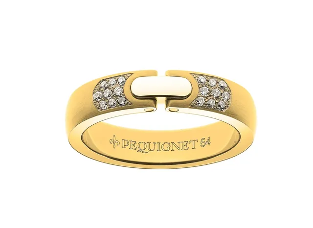 pequignet-moorea-bague-acier-or-jaune-diamant-5 image 1