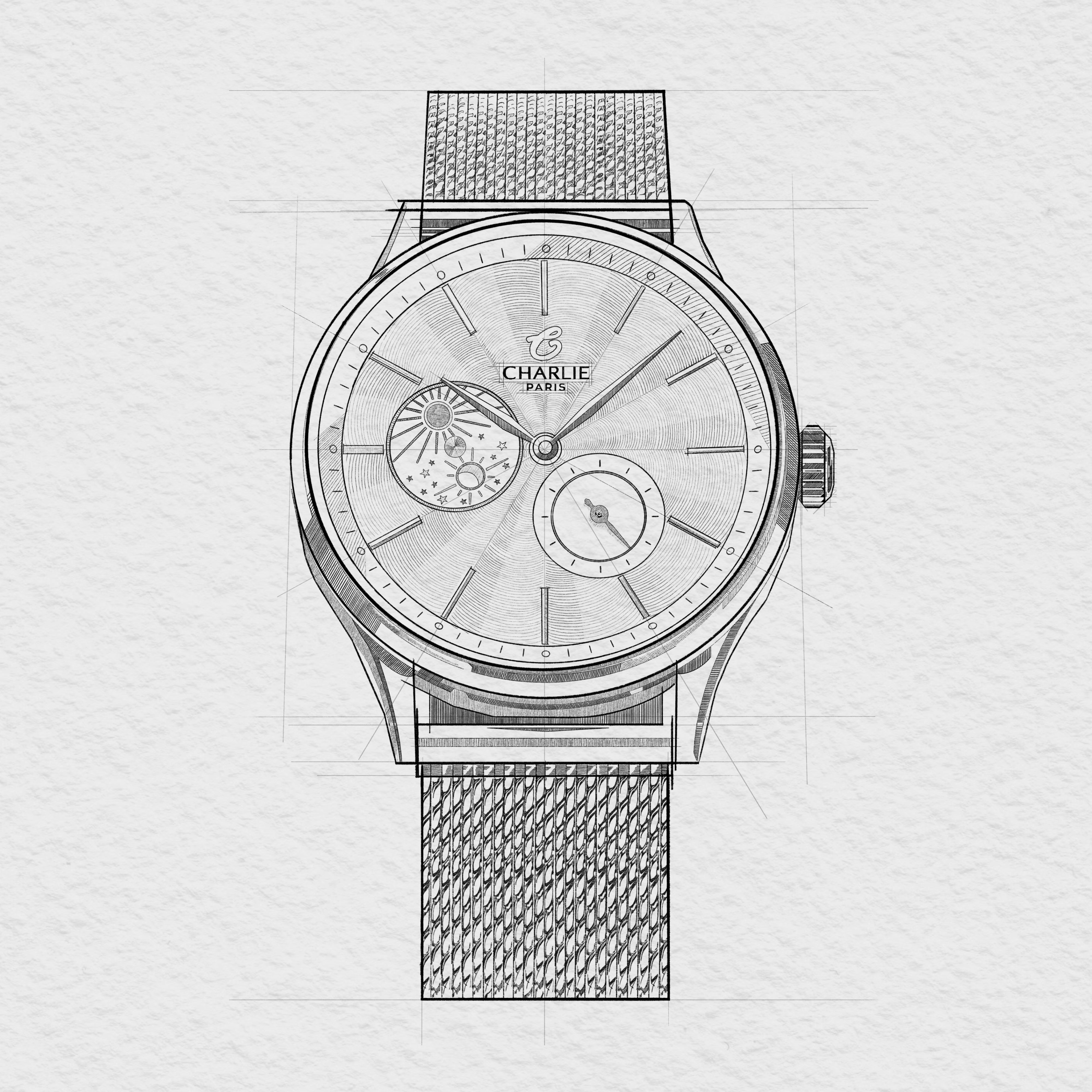 charlie-paris-initial-36-jour-nuit-montre-automatique-femme-36-mm-dor-rose image 8