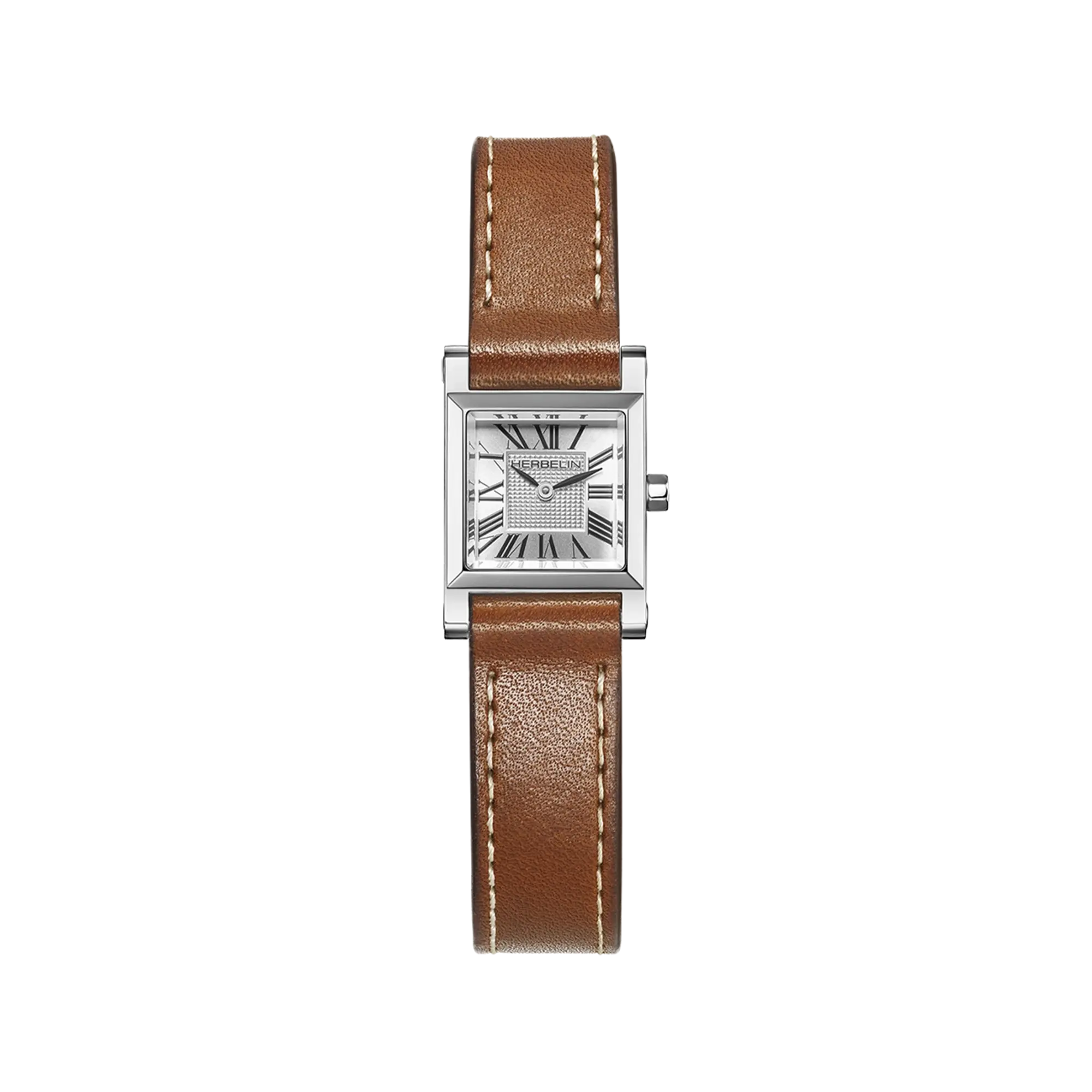 herbelin-antar-s-quartz-carr-acier-cuir-camel-montre-femme image 1