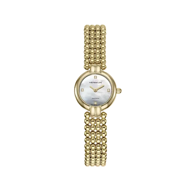herbelin-perles-quartz-pvd-or-jaune-diamants-21-mm-montre-femme image 1