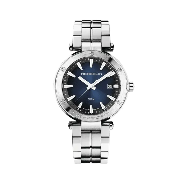 herbelin-newport-quartz-montre-homme-acier-bleu-date image 1
