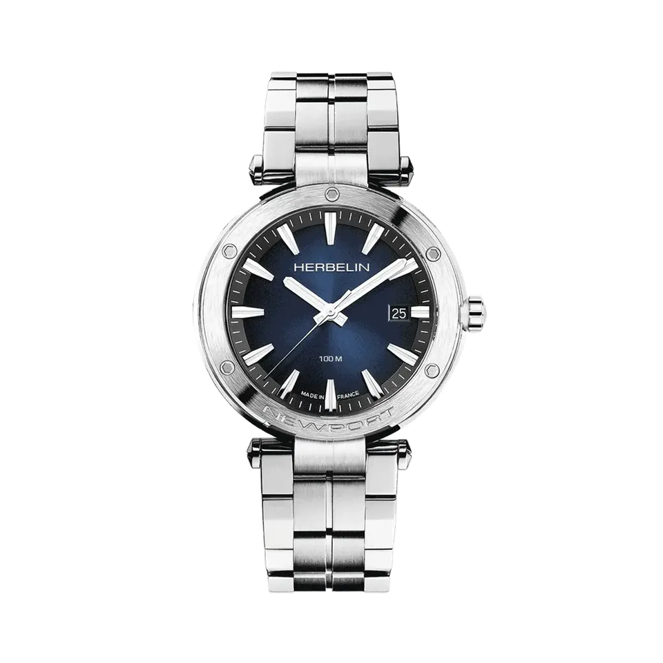 herbelin-newport-quartz-montre-homme-acier-bleu-date image 1