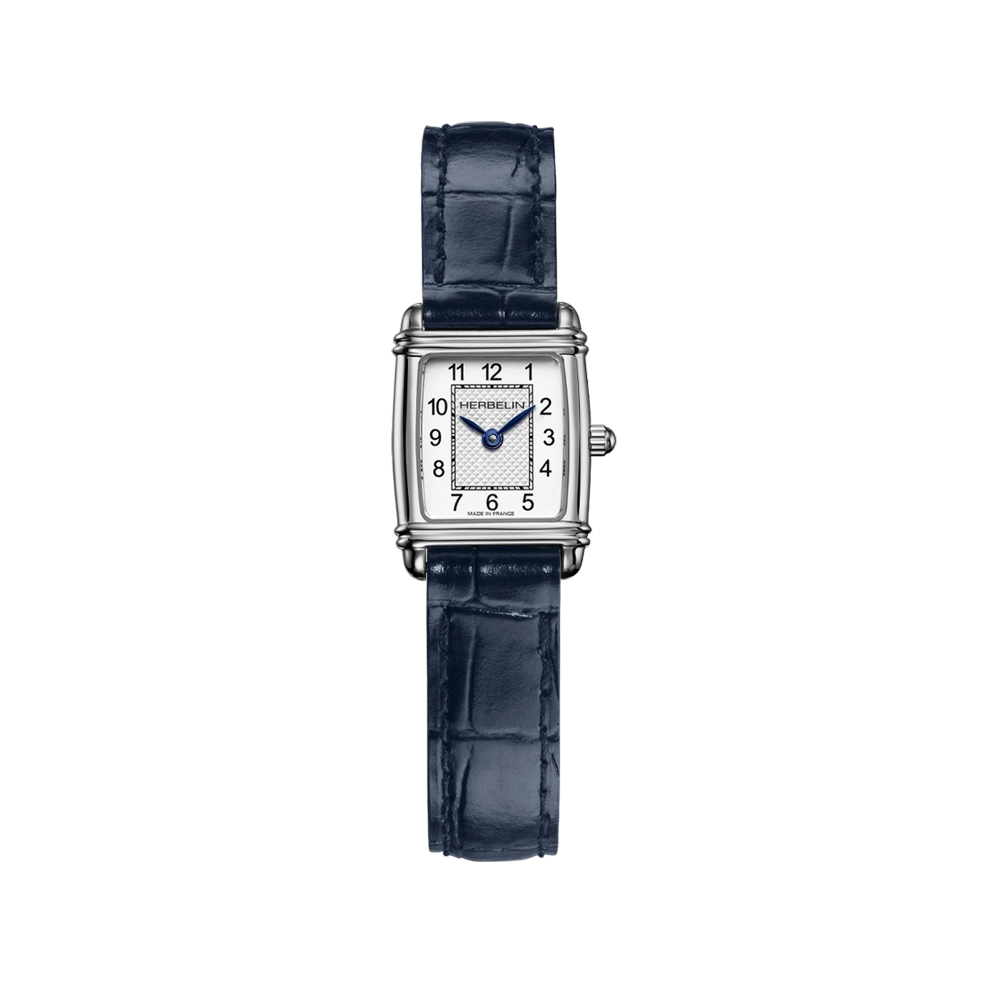 herbelin-art-d-co-quartz-montre-femme-tonneau-acier-bracelet-cuir image 1