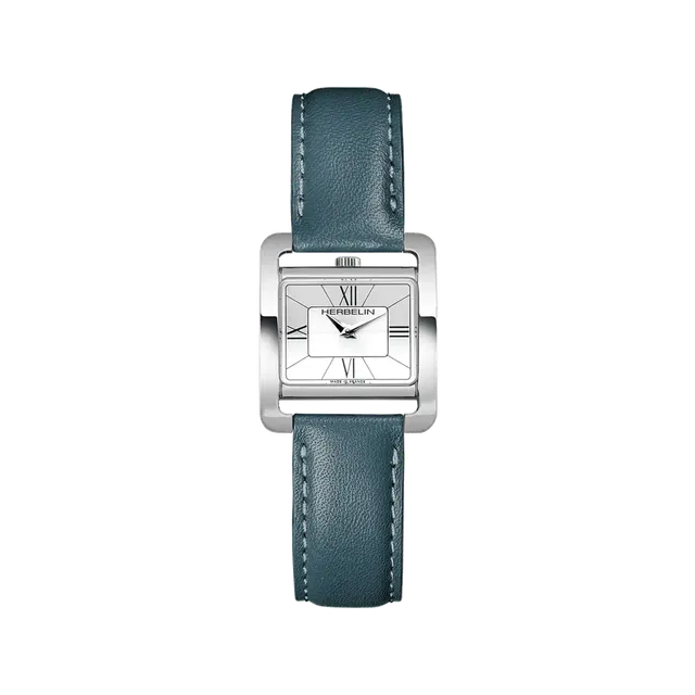 herbelin-ve-avenue-quartz-femme-nacre-blanche-cuir-bleu-vert image 1