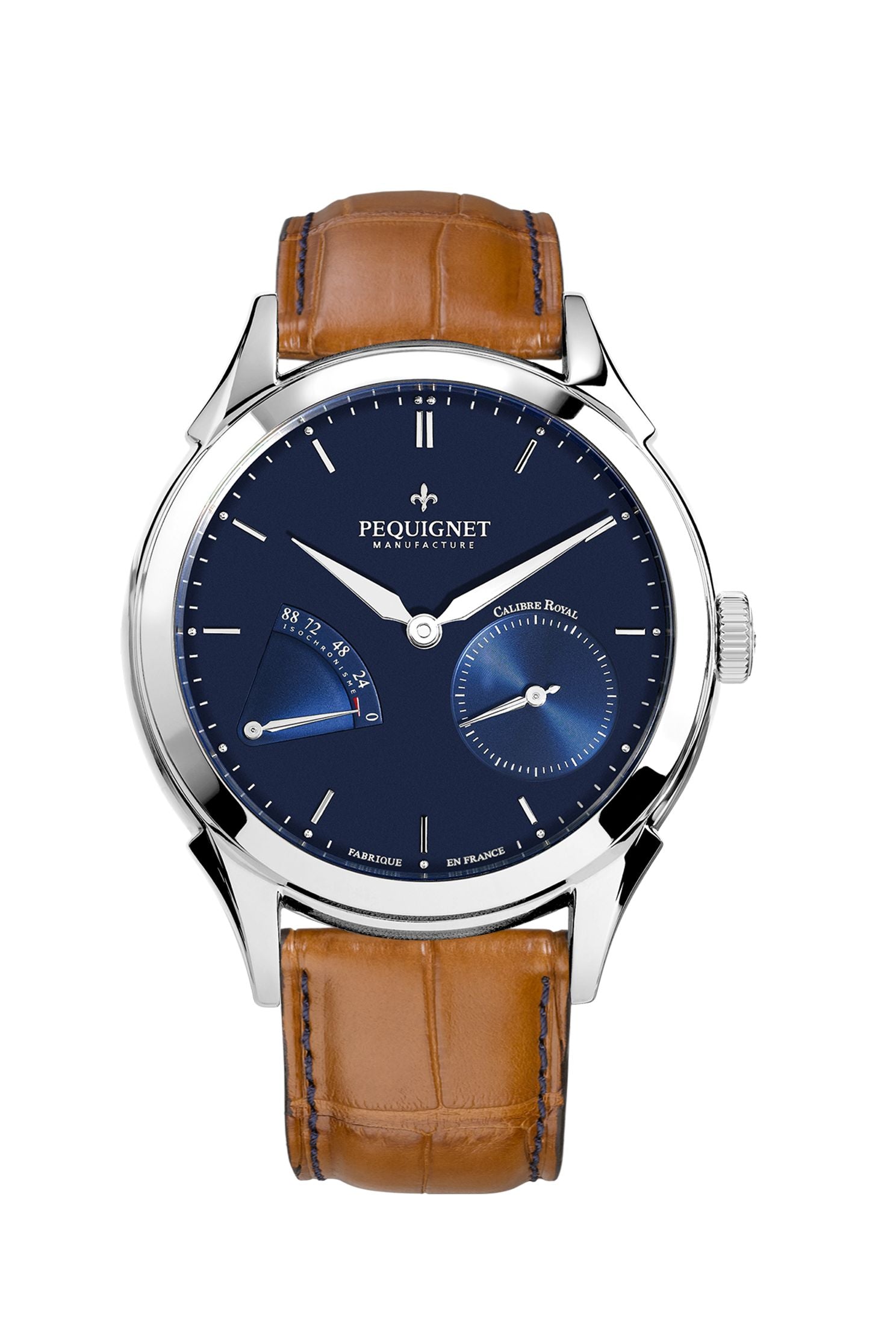 pequignet-royale-origine-montre-homme-cadran-bleu-intense-grande-date-calibre-ro image 3