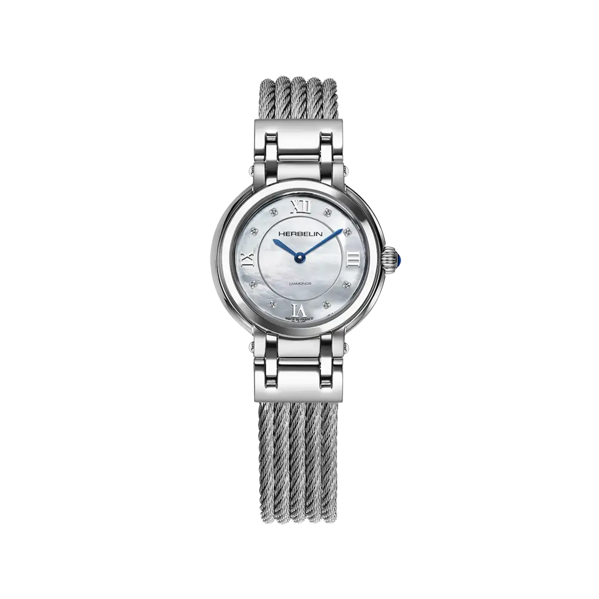 herbelin-galet-quartz-28-mm-nacre-acier-femme image 1