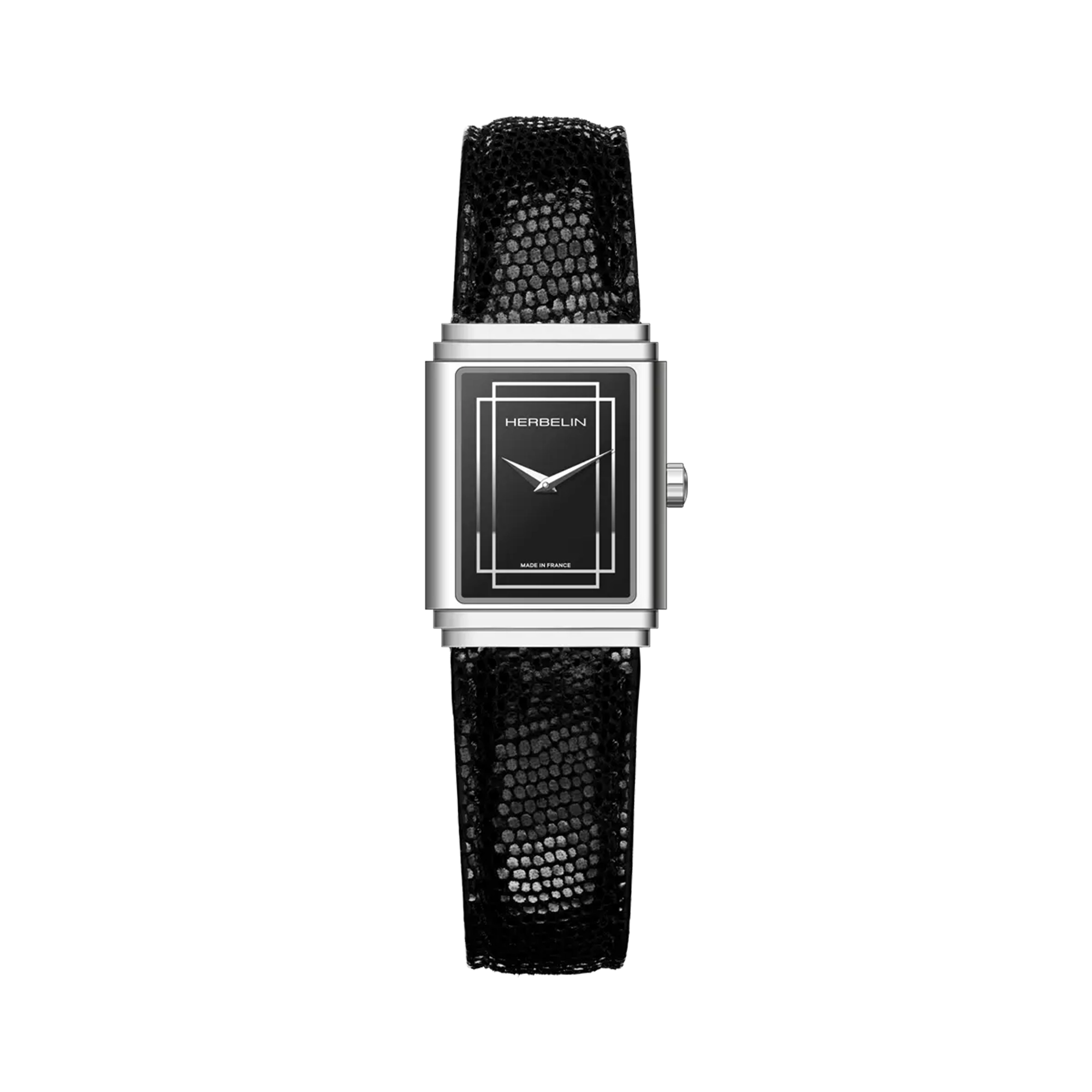 herbelin-art-d-co-1925-s-empire-acier-femme-quartz-cadran-noir-bracelet-cuir image 1