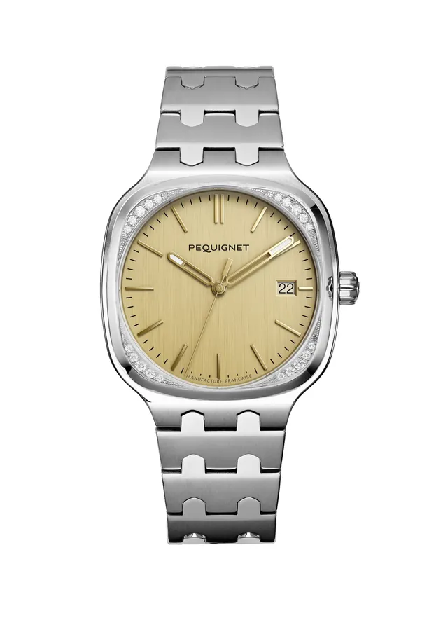 pequignet-concorde-montre-acier-cadran-dor-20-diamants image 1