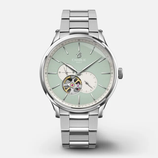 charlie-paris-initial-c-ur-ouvert-montre-automatique-40mm-spring-green image 1
