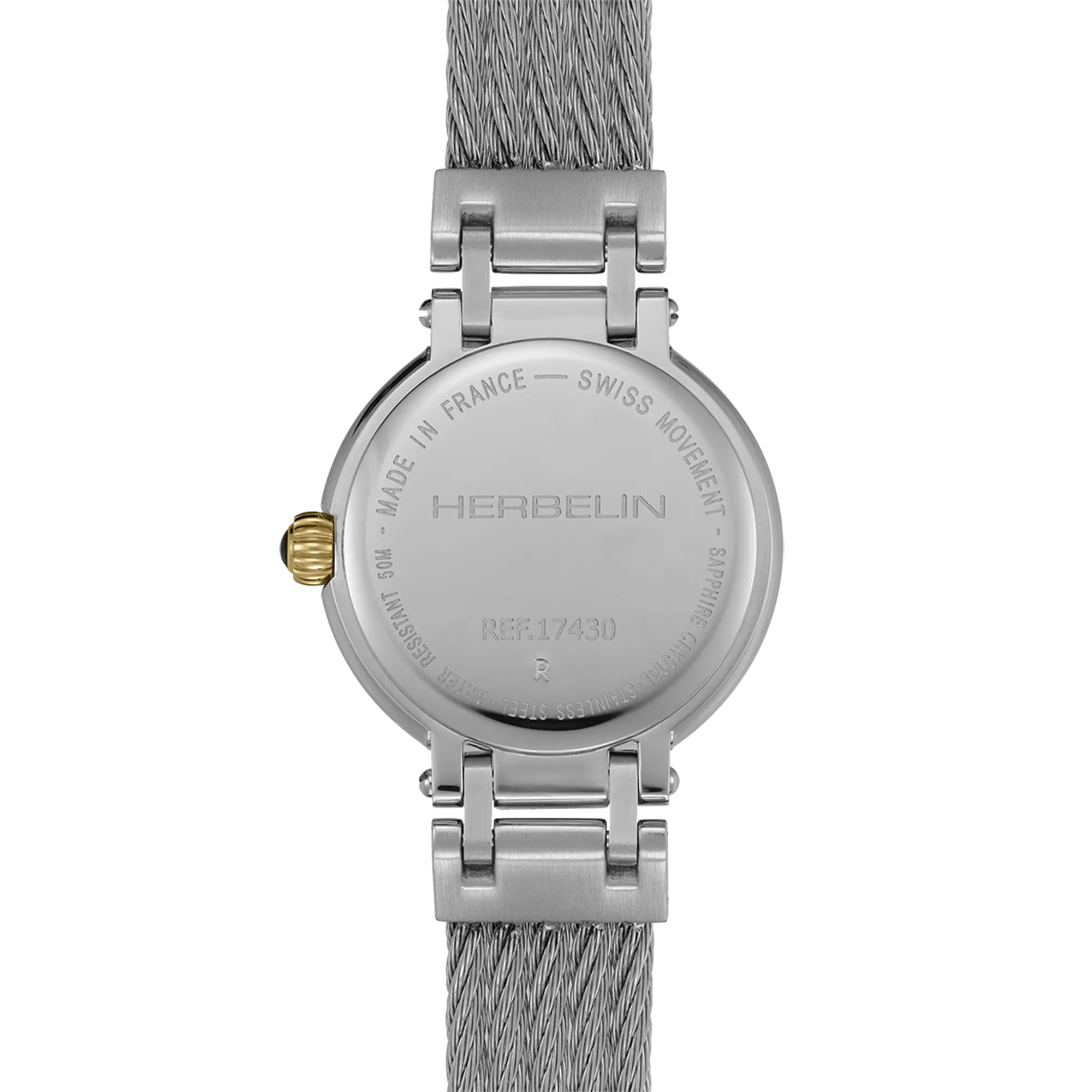 herbelin-galet-quartz-bicolore-montre-femme-blanc-chiffres-romains image 4