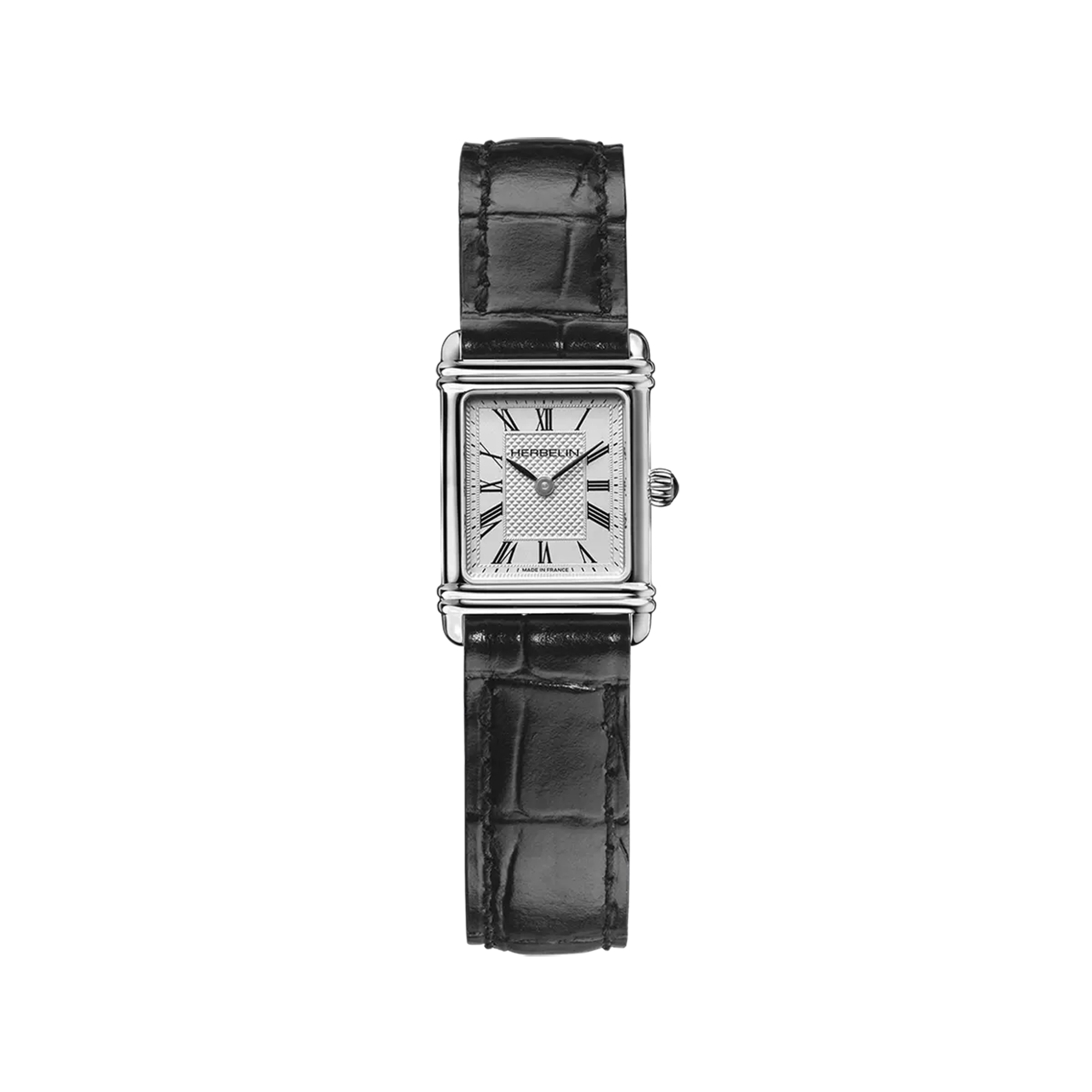 herbelin-art-d-co-femme-quartz-cadran-clous-de-paris-bracelet-noir image 1