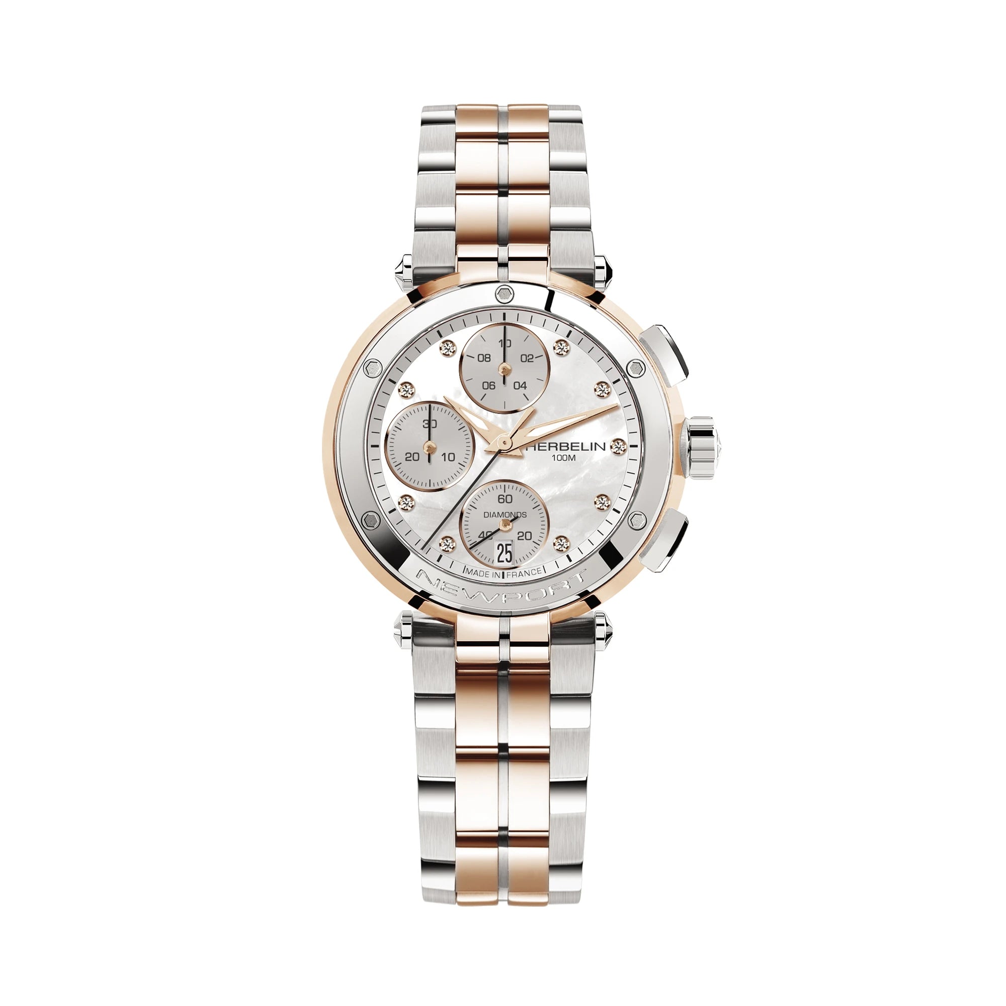 herbelin-newport-chronographe-lady-pvd-or-rose-diamants-montre-femme image 1