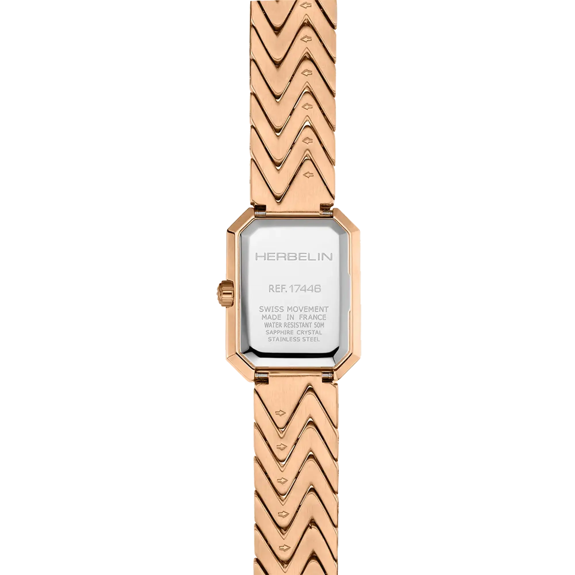 herbelin-octog-ne-chevrons-montre-femme-nacre-noire-pvd-or-rose image 4