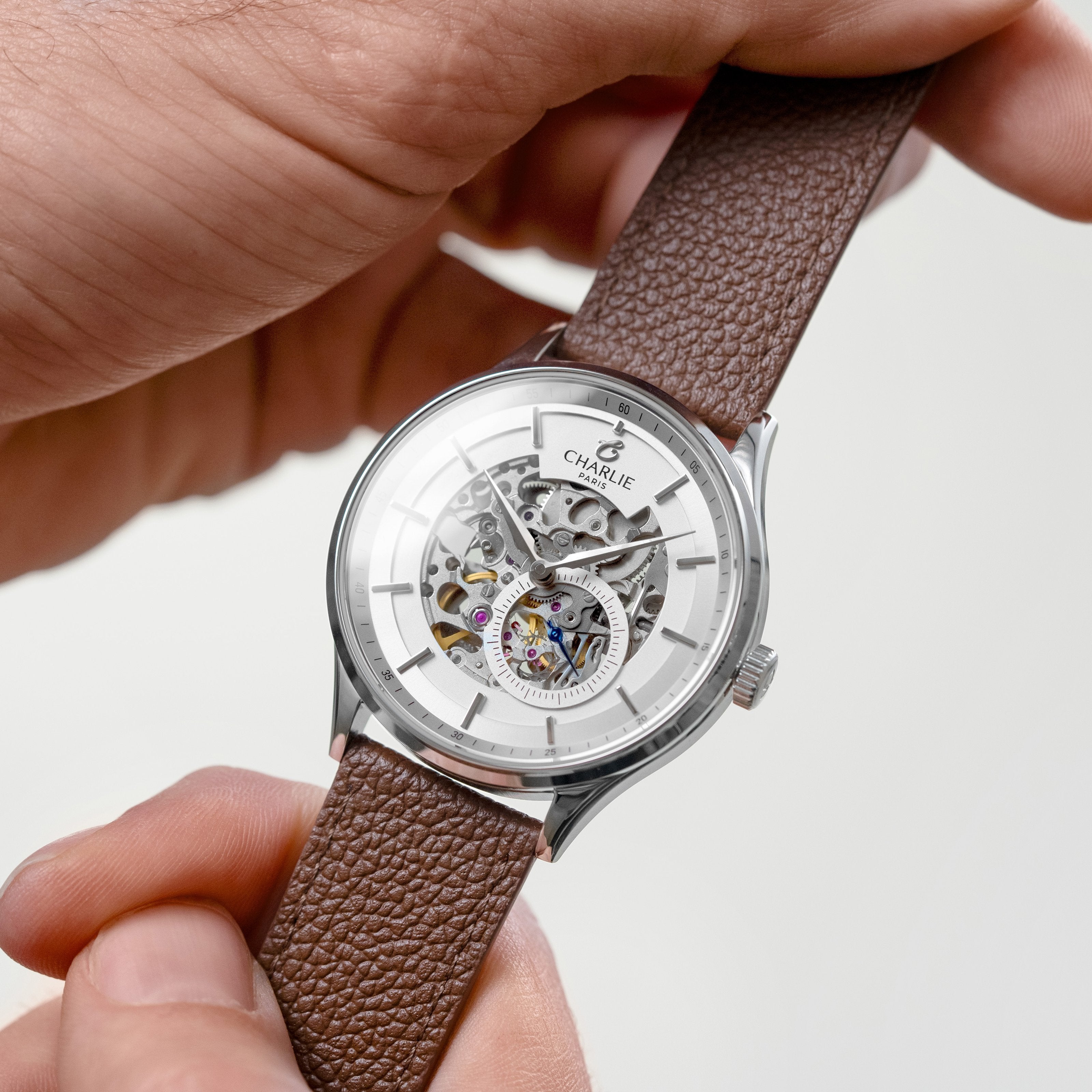 charlie-paris-bracelet-montre-cuir-grain-marron-20mm image 2