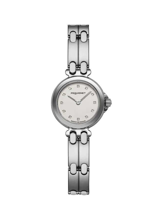 pequignet-moorea-25-mm-cadran-opalin-12-diamants-montre-femme-quartz image 1