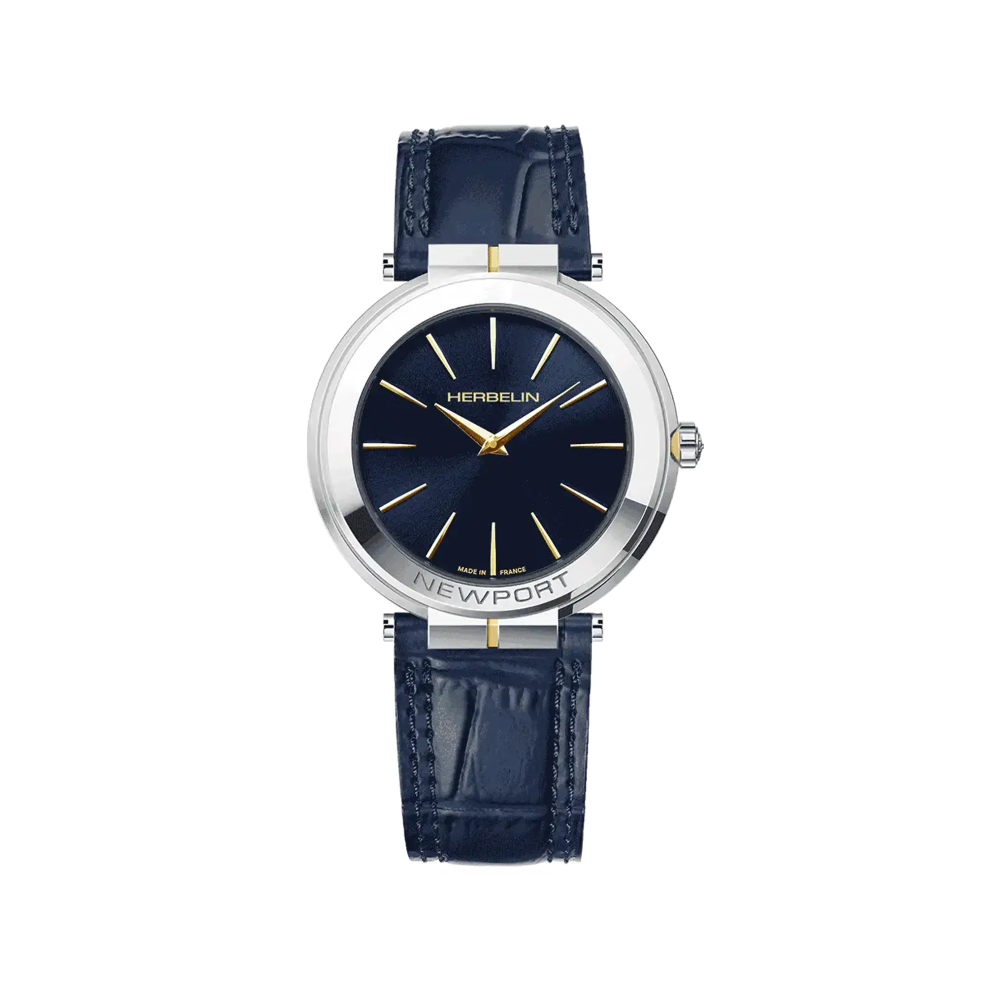 herbelin-newport-slim-homme-montre-quartz-acier-bicolore-nacre-bleue-cuir image 1