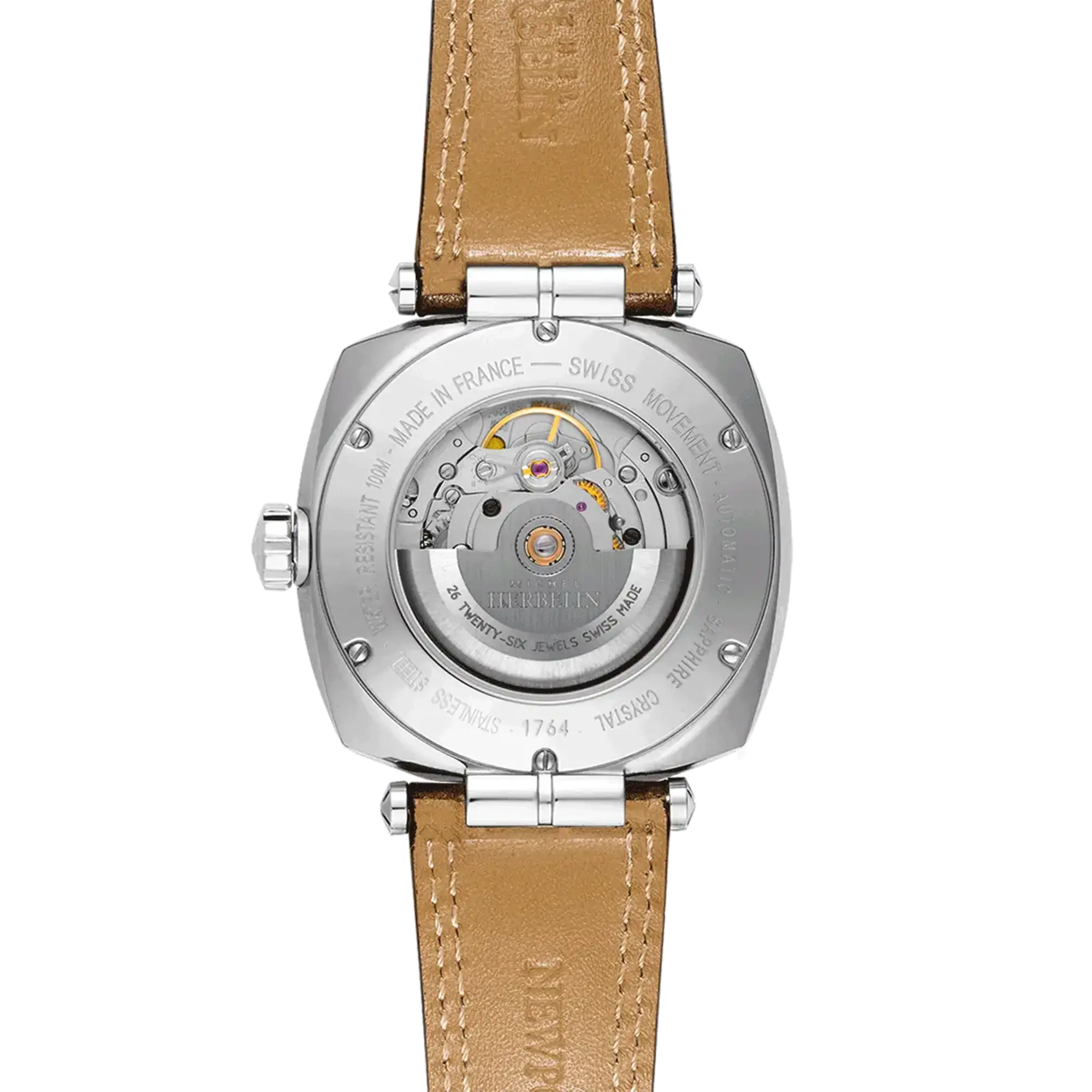 herbelin-newport-h-ritage-automatique-homme-42mm-acier-cuir-brun image 4