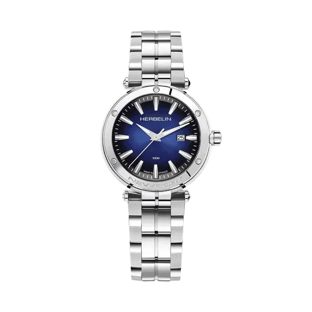 herbelin-newport-quartz-date-montre-femme-acier-cadran-bleu image 1