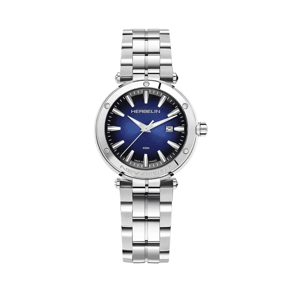 herbelin-newport-quartz-date-montre-femme-acier-cadran-bleu image 1