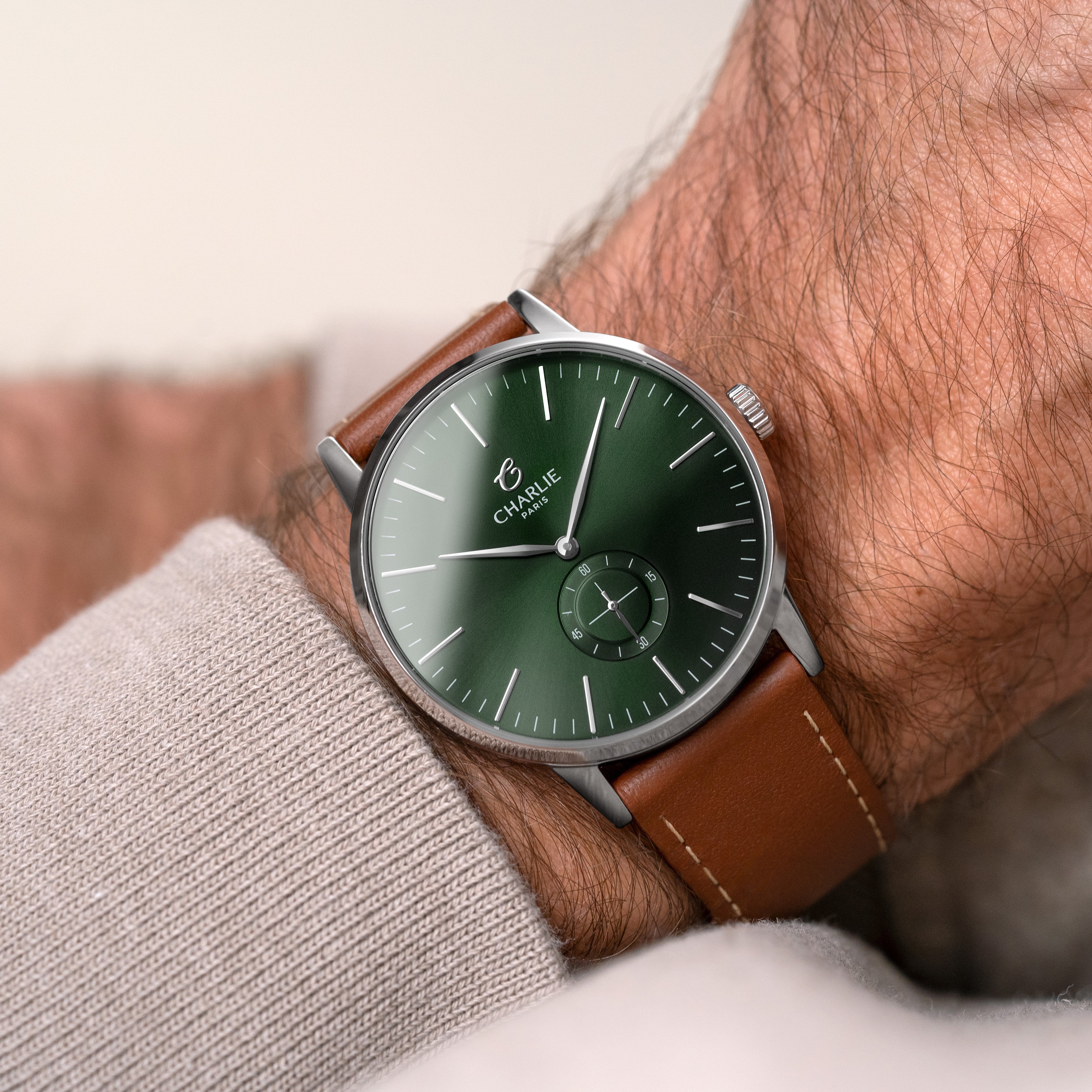 charlie-paris-horizon-montre-quartz-homme-39mm-cadran-vert image 2