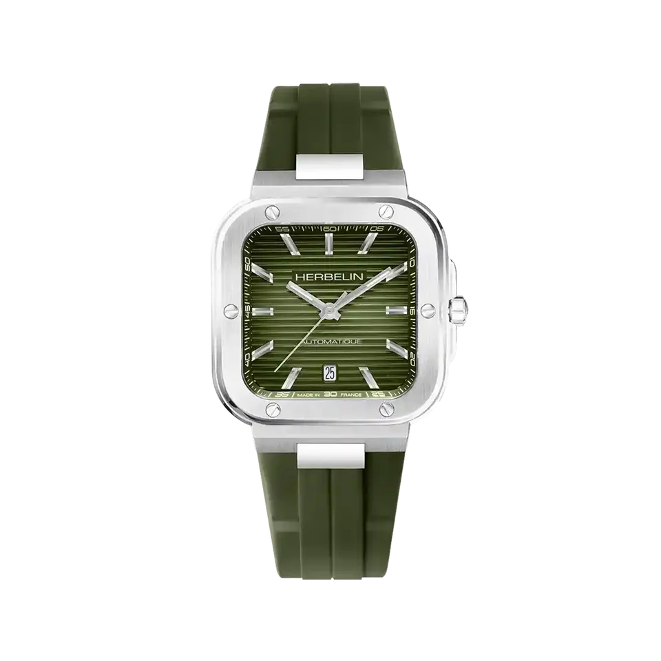 herbelin-cap-camarat-square-automatique-montre-homme-39mm-kaki-acier image 1