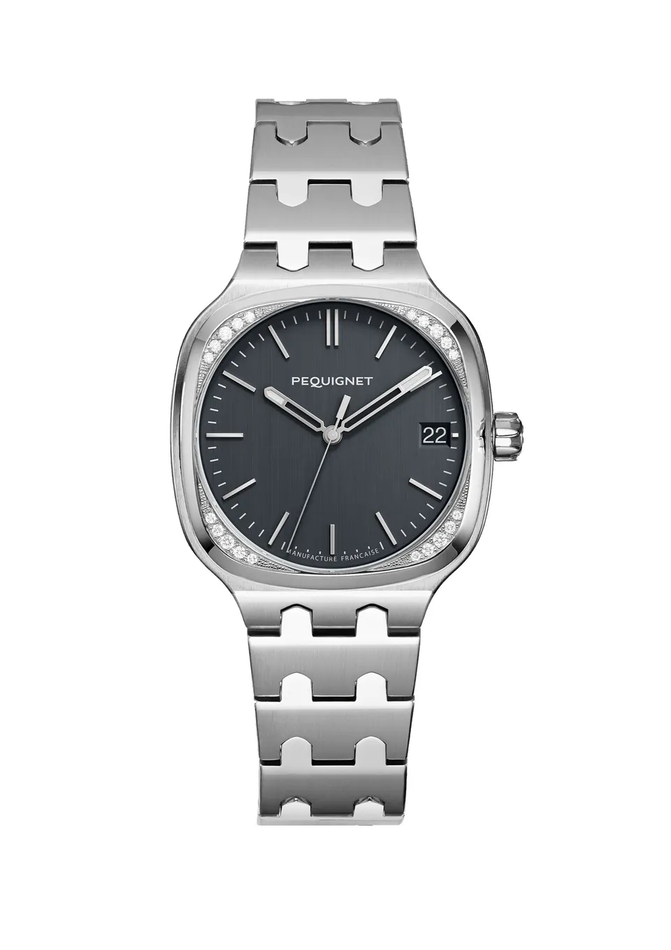 pequignet-concorde-montre-femme-cadran-gris-anthracite-lunette-20-diamants image 1