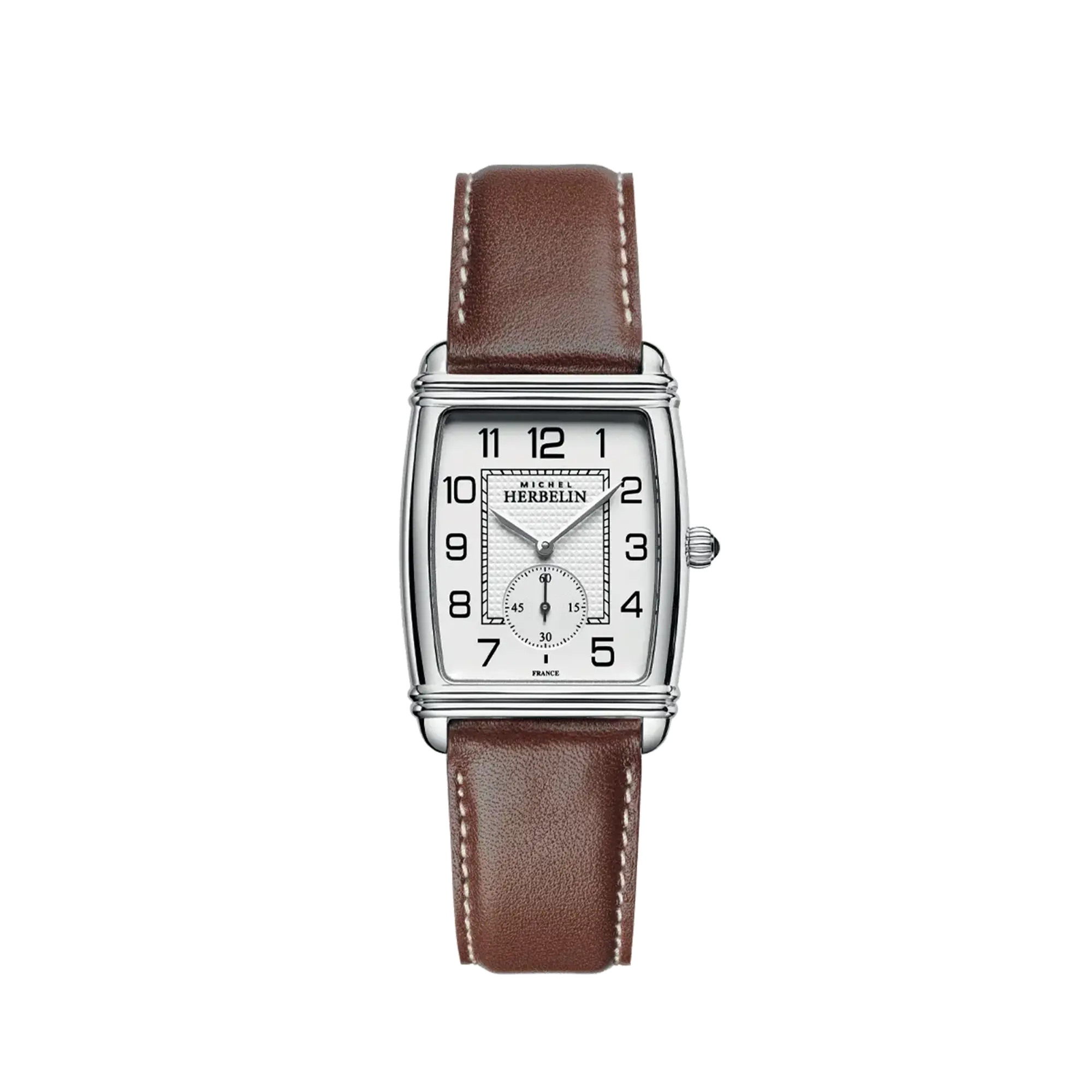 herbelin-art-d-co-petite-seconde-homme-acier-cuir-brun-quartz image 1