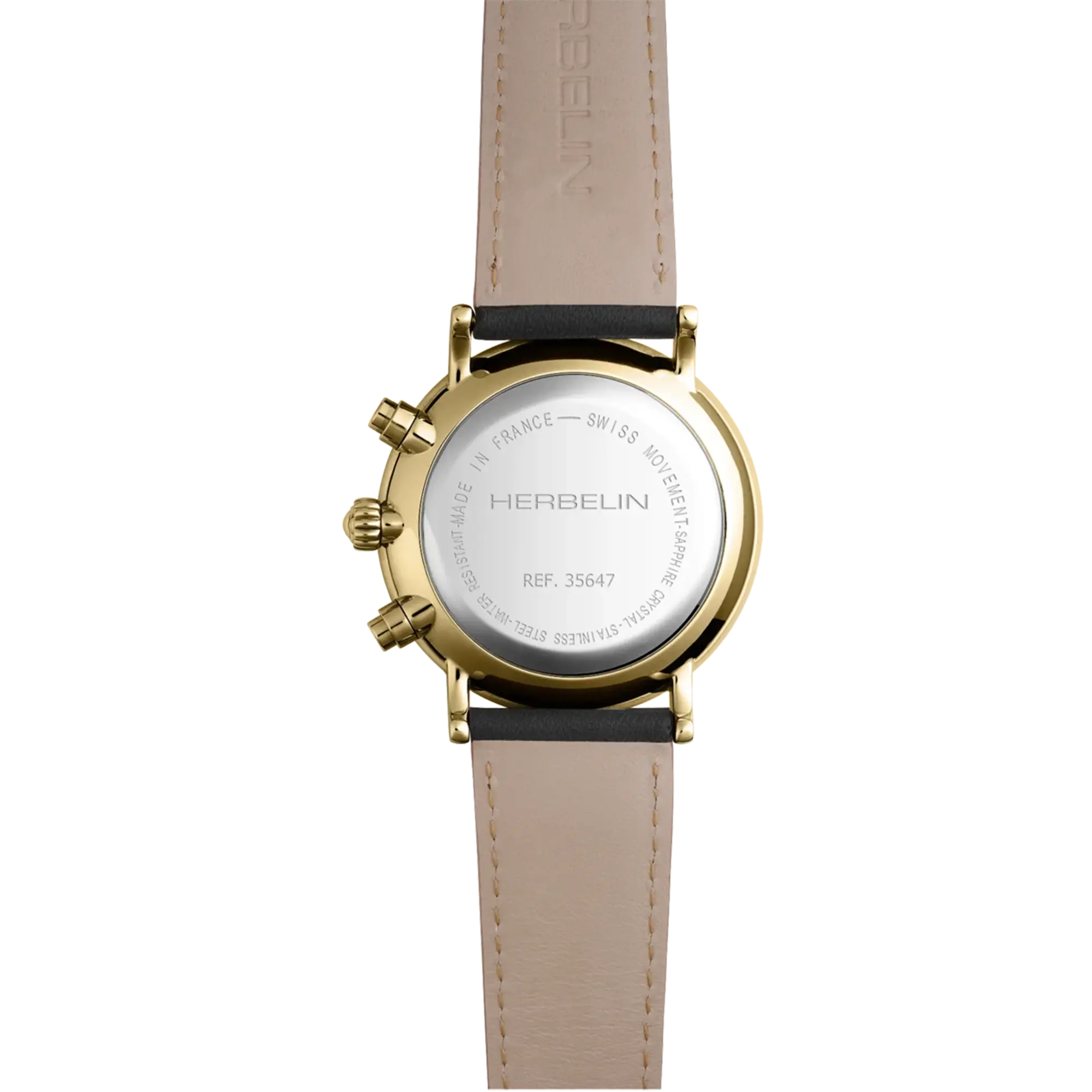 herbelin-inspiration-chronographe-homme-dor-cuir-noir-quartz image 4