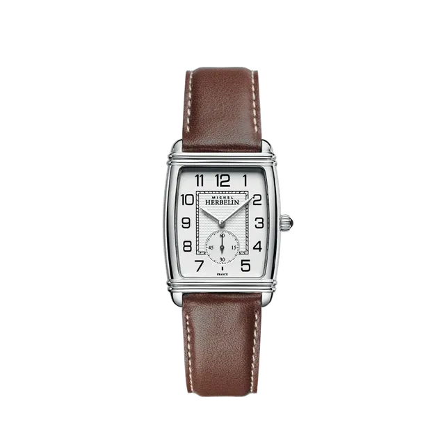 herbelin-art-d-co-petite-seconde-homme-acier-cuir-brun-quartz image 1