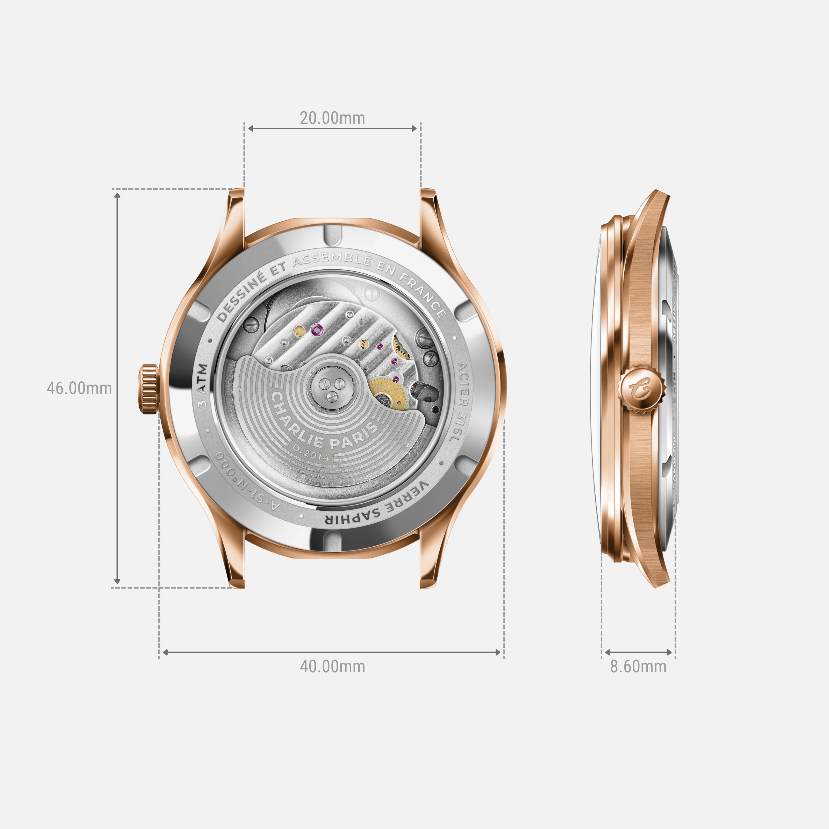 charlie-paris-initial-slim-dor-rose-montre-homme-automatique-40-mm-cadran-dor image 4