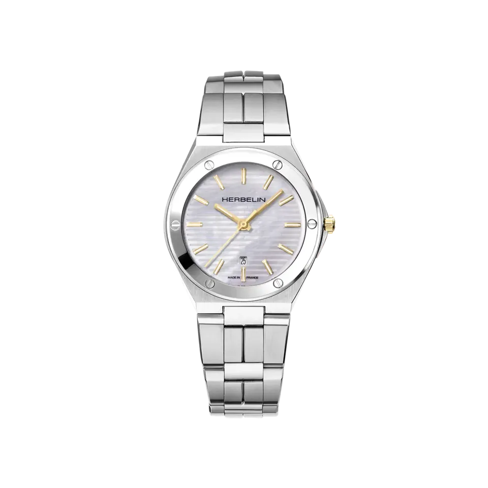 herbelin-cap-camarat-nacre-33-mm-montre-femme-quartz-acier-pvd-or-jaune image 1