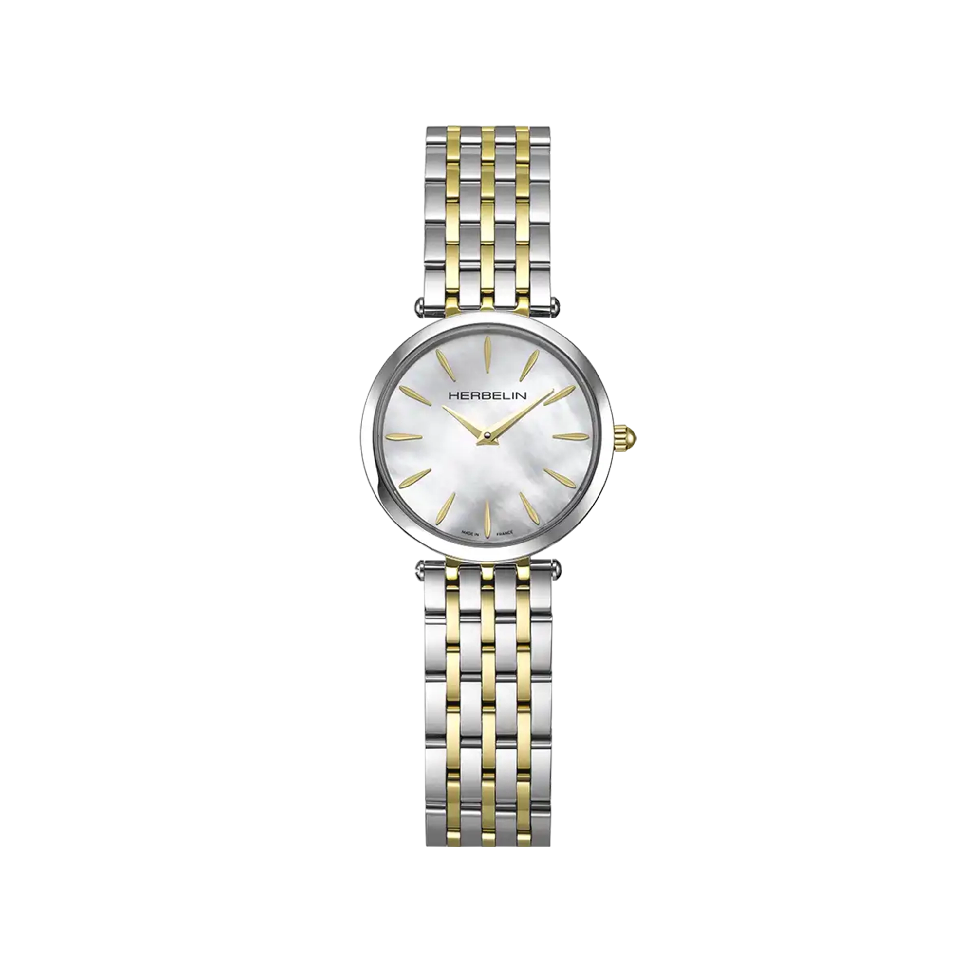herbelin-epsilon-montre-femme-quartz-28-mm-nacre-blanche-acier-pvd-or image 1