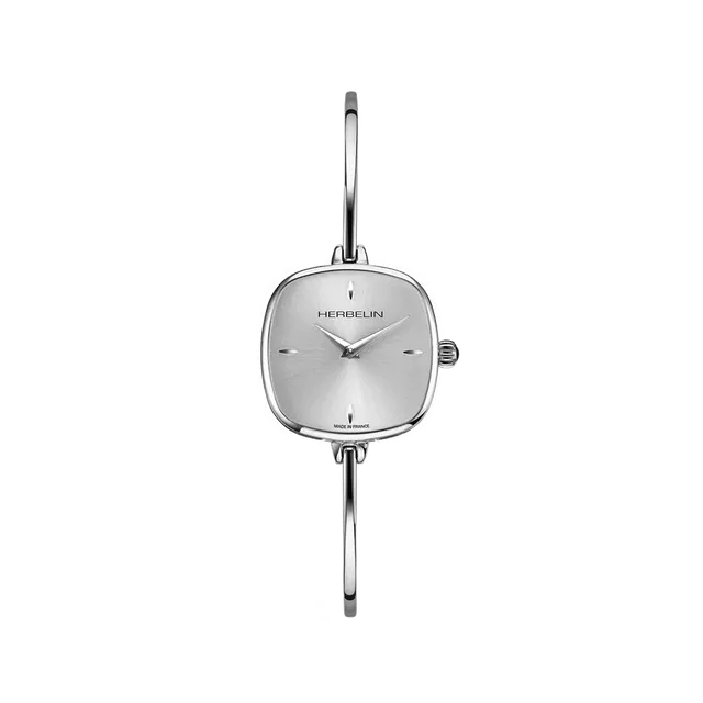 herbelin-fil-quartz-femme-montre-bijou-acier-blanc-carr-e image 1