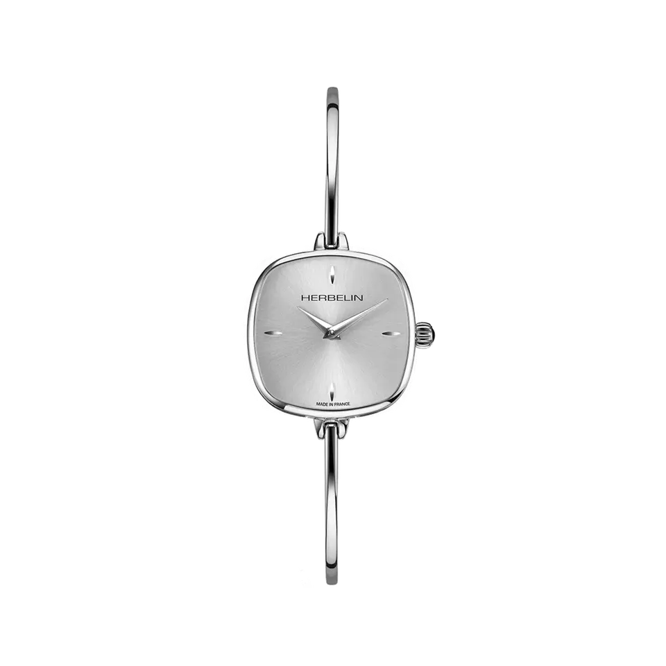 herbelin-fil-quartz-femme-montre-bijou-acier-blanc-carr-e image 1