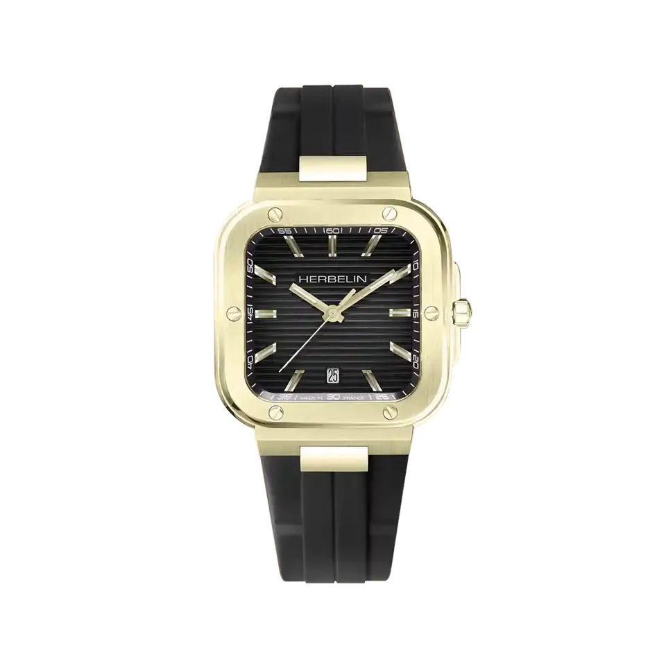herbelin-cap-camarat-square-montre-homme-quartz-noir-pvd-or-1n-fkm image 1