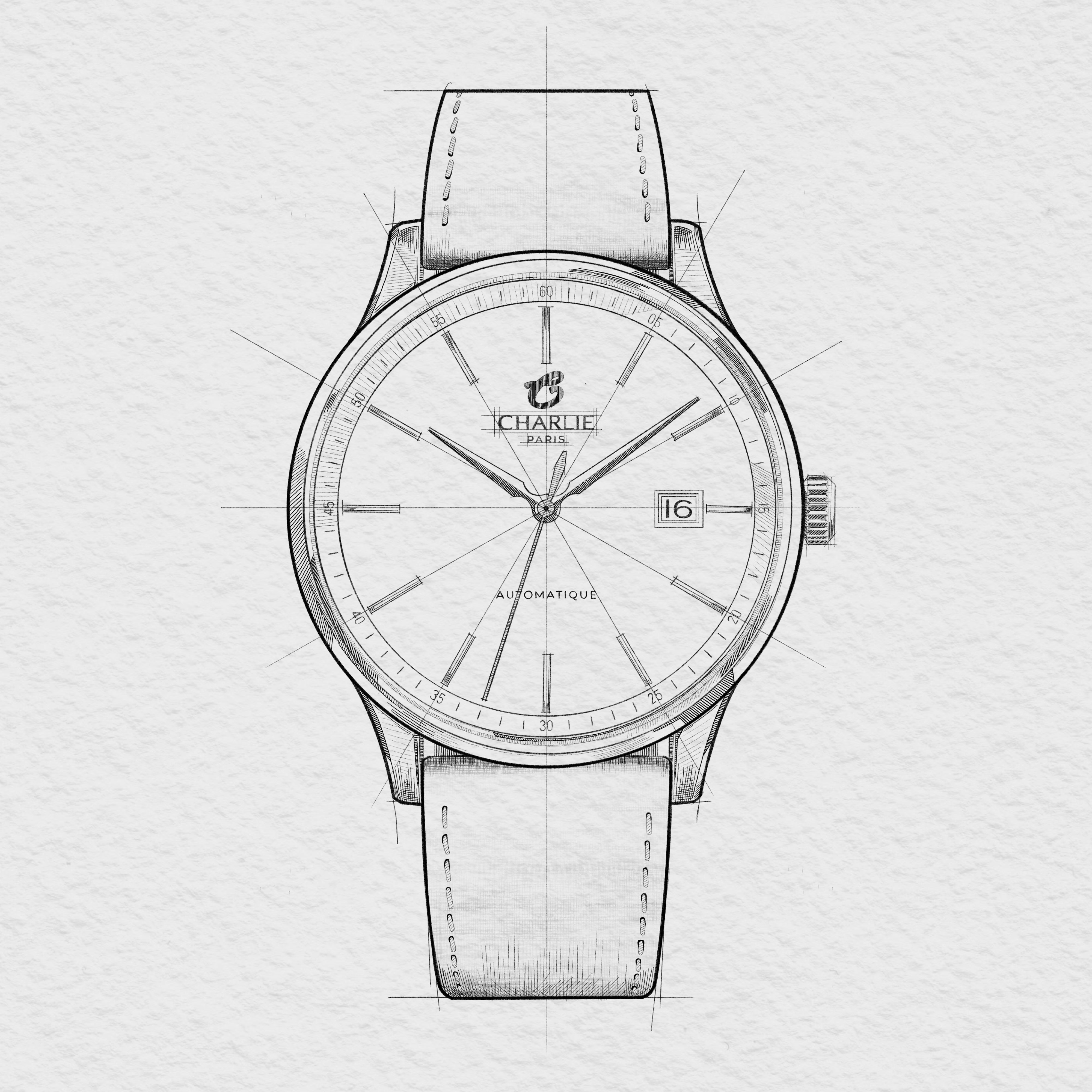 charlie-paris-initial-slim-dor-rose-montre-homme-automatique-40-mm-cadran-dor image 3