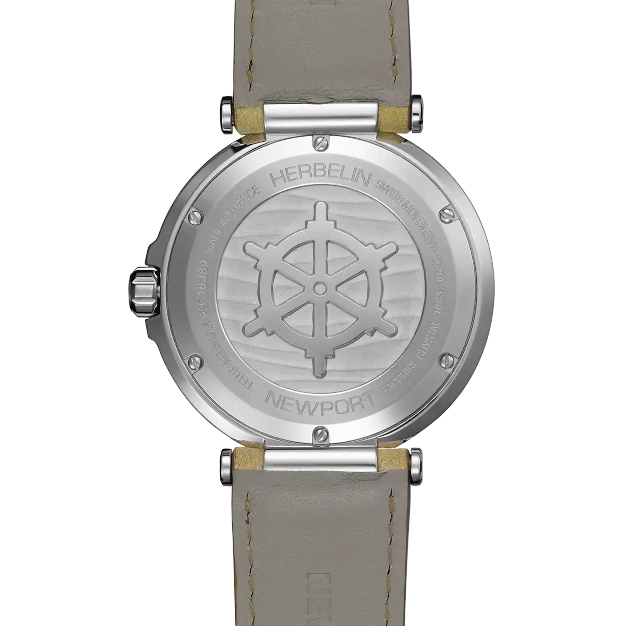 herbelin-newport-quartz-noir-cuir-beige-montre-homme-acier image 4