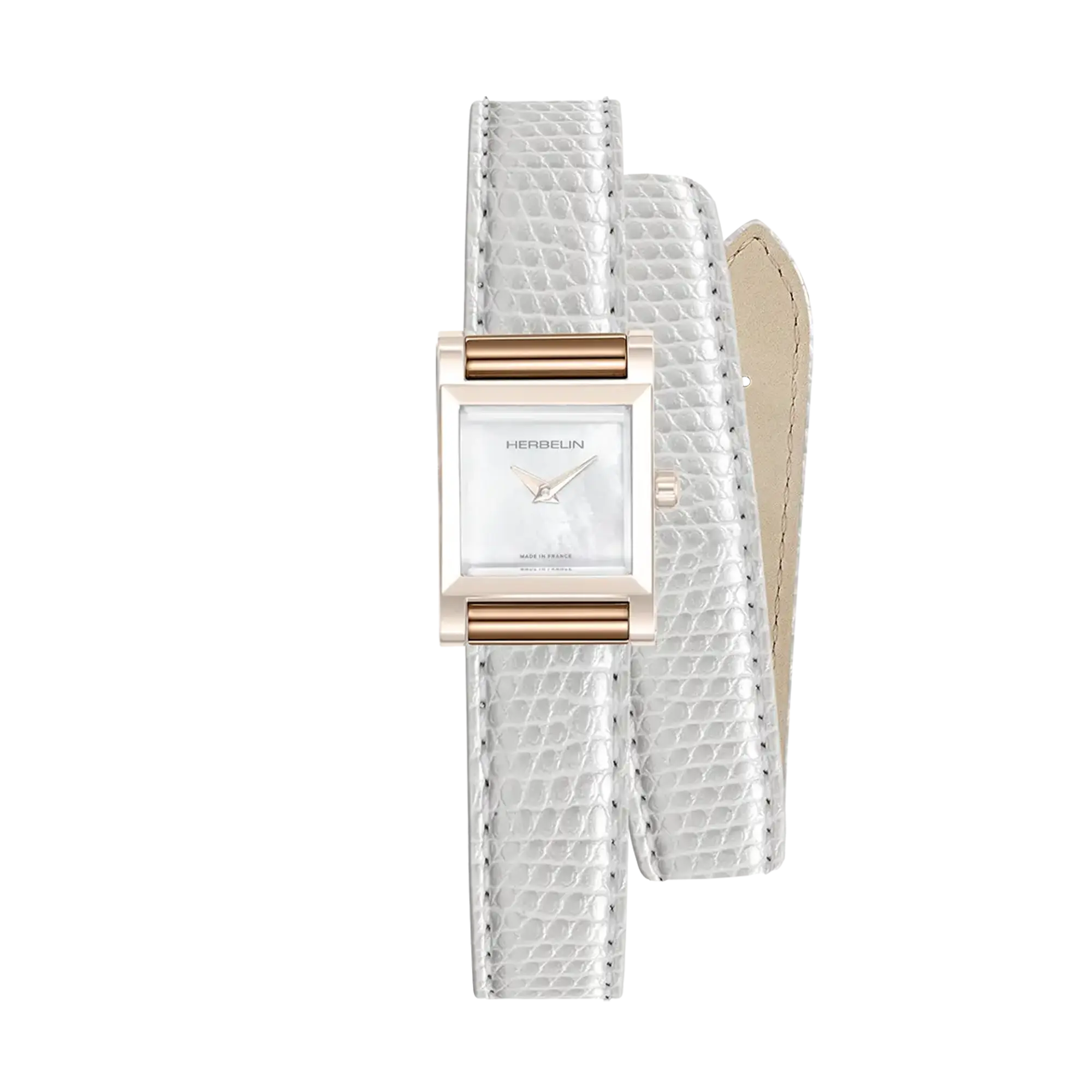 herbelin-antar-s-bracelet-double-blanc-iguane-cuir-v-ritable image 1